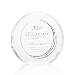 Optical Crystal Award with a Deep Recessed Center