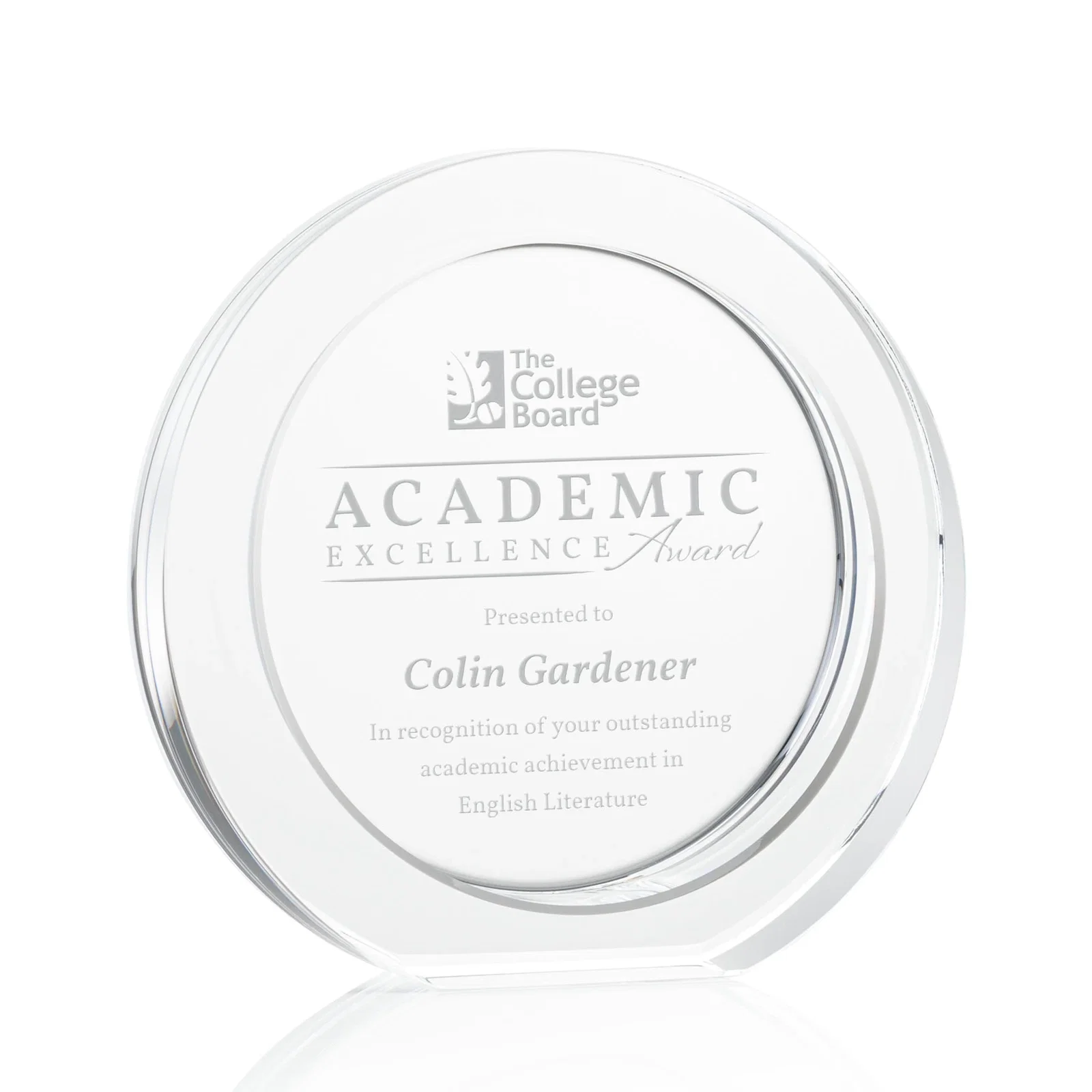Custom Optical Crystal Award with a Deep Recessed Center, awards for service anniversary gifts