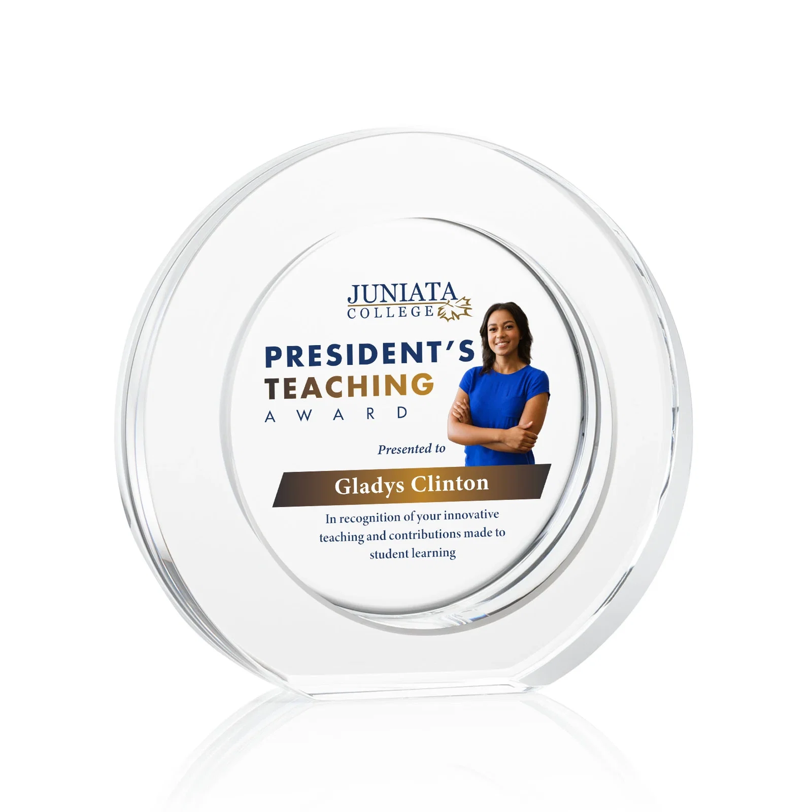 Custom Optical Crystal Award with a Deep Recessed Center, awards for graduation ceremonies