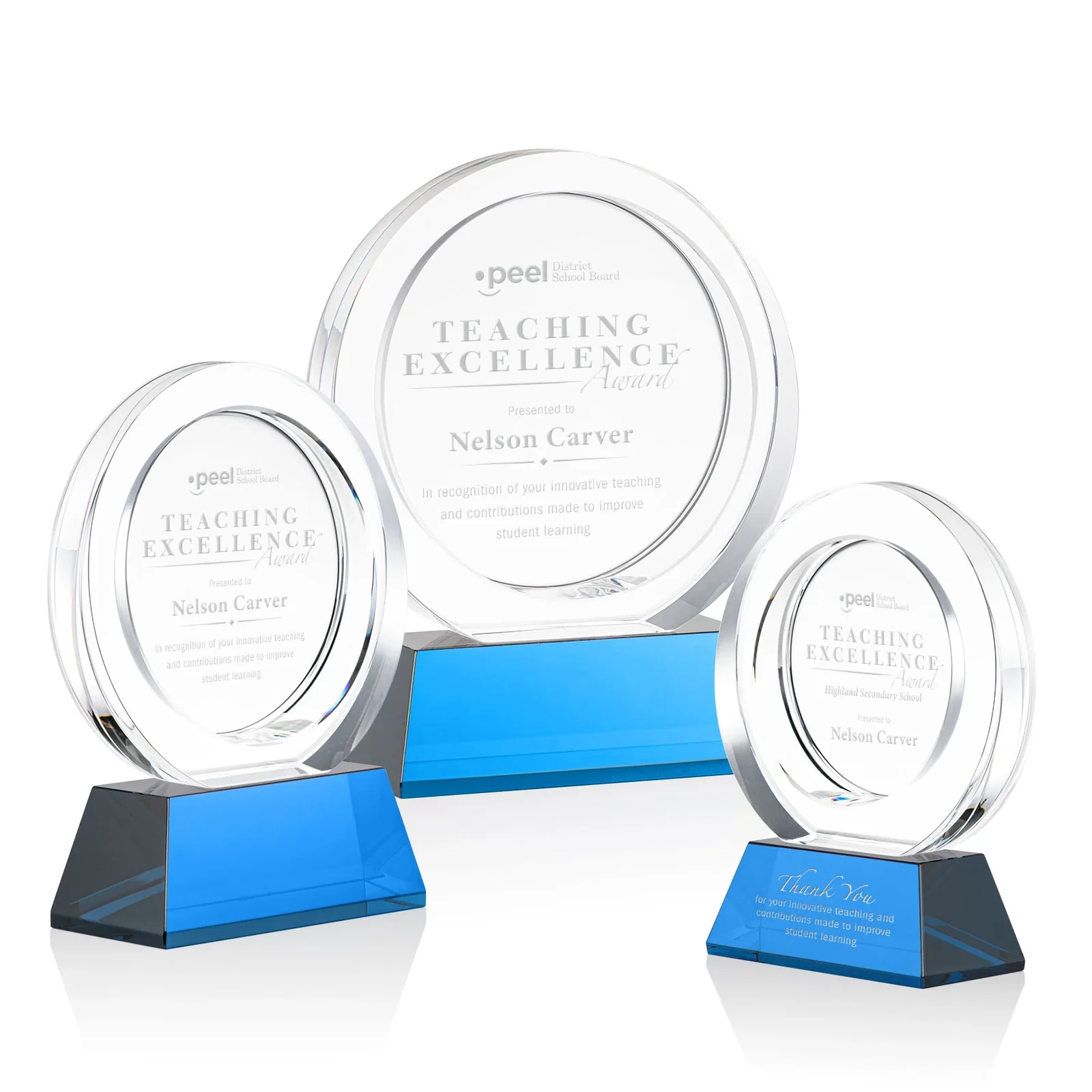 Promotional Optical Crystal Circle Award with a Recessed Halo Center for corporate award ceremonies