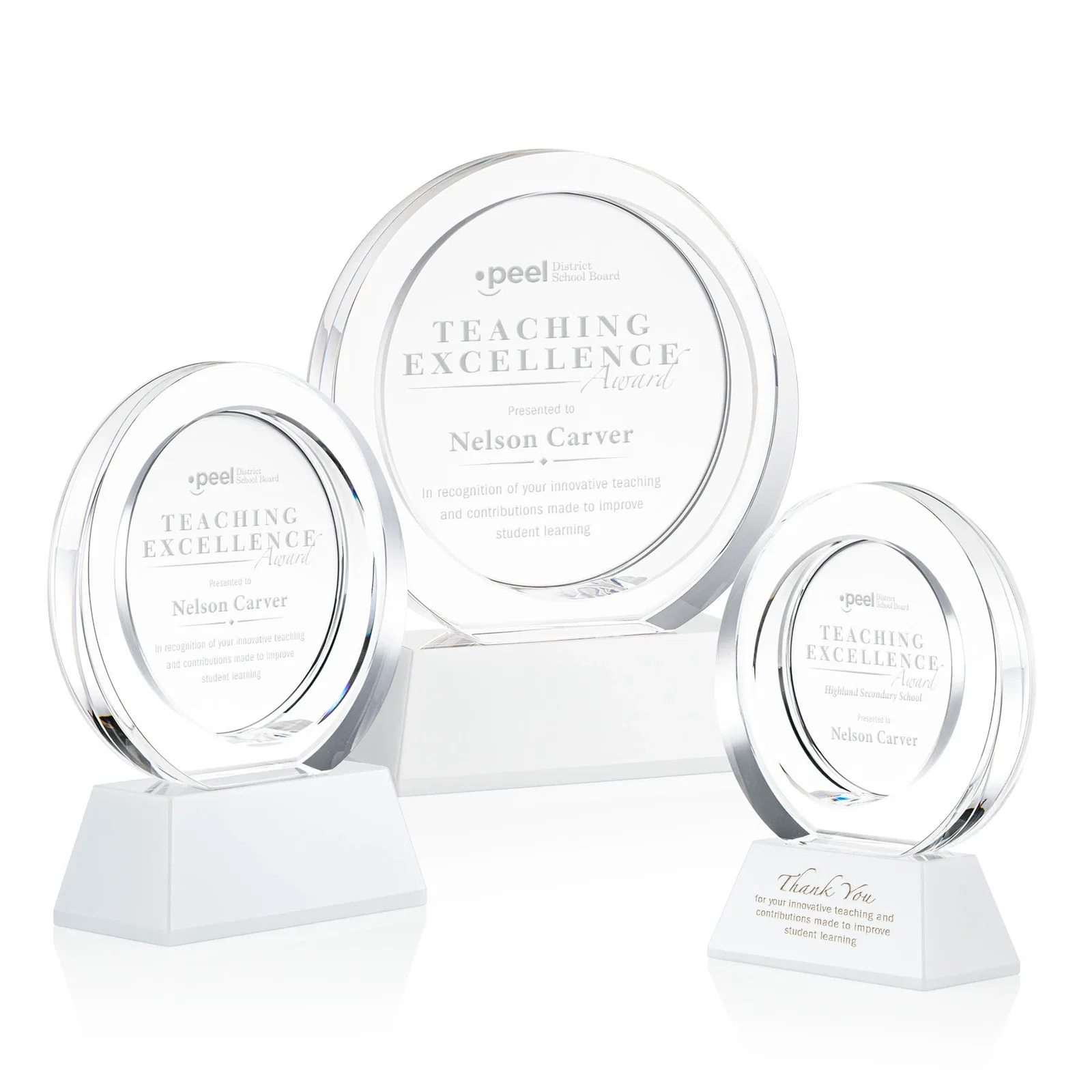 Promotional Optical Crystal Circle Award with a Recessed Halo Center for team milestone celebrations