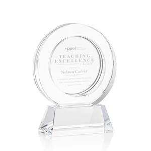 Optical Crystal Circle Award with a Recessed Halo Center