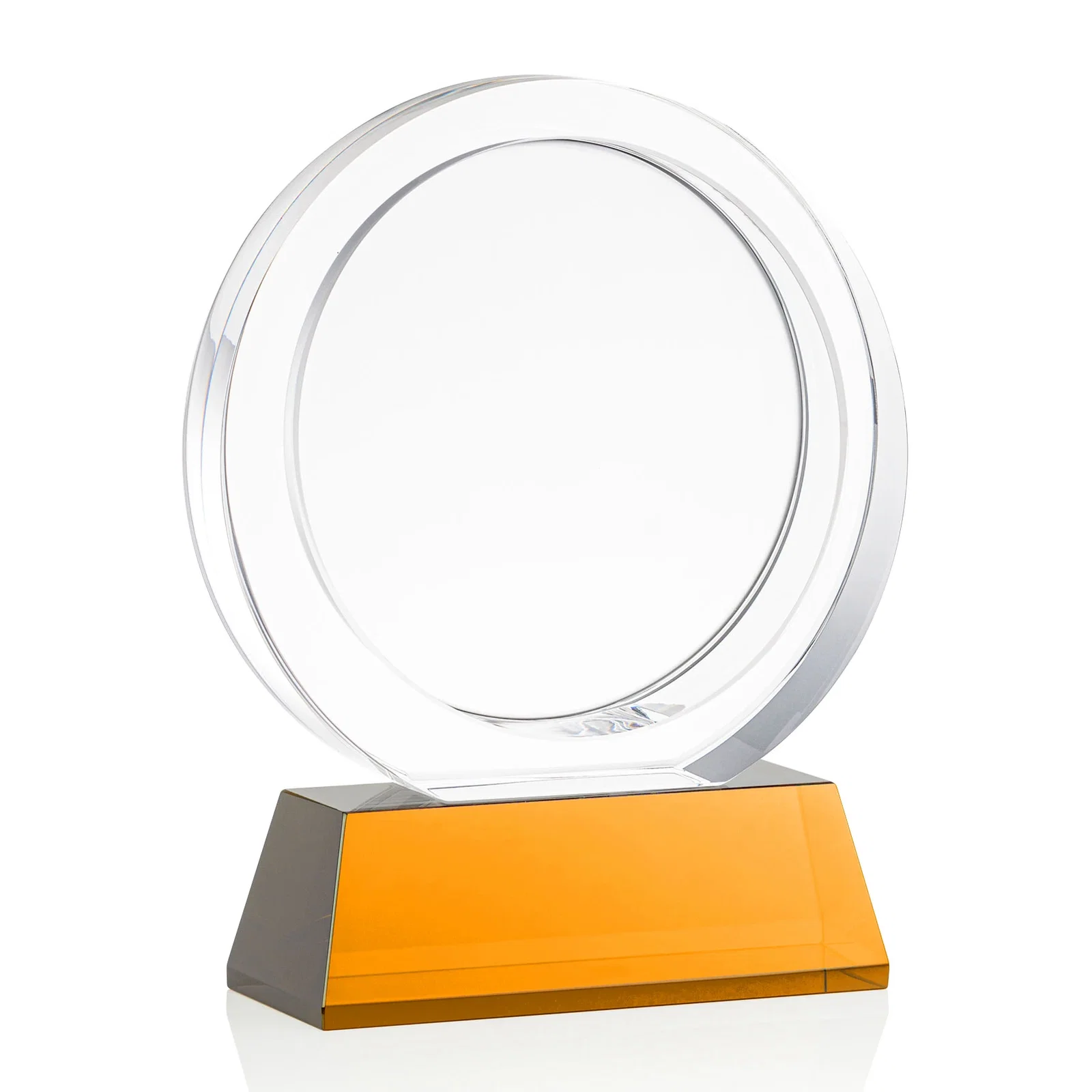 Customized Optical Crystal Circle Award with a Recessed Halo Center for graduation ceremonies