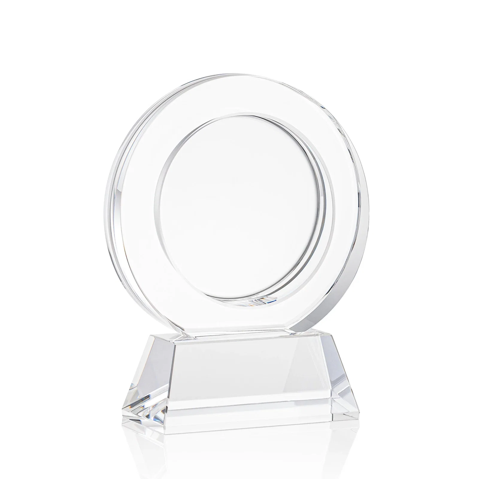 Customized Optical Crystal Circle Award with a Recessed Halo Center for safety achievement programs
