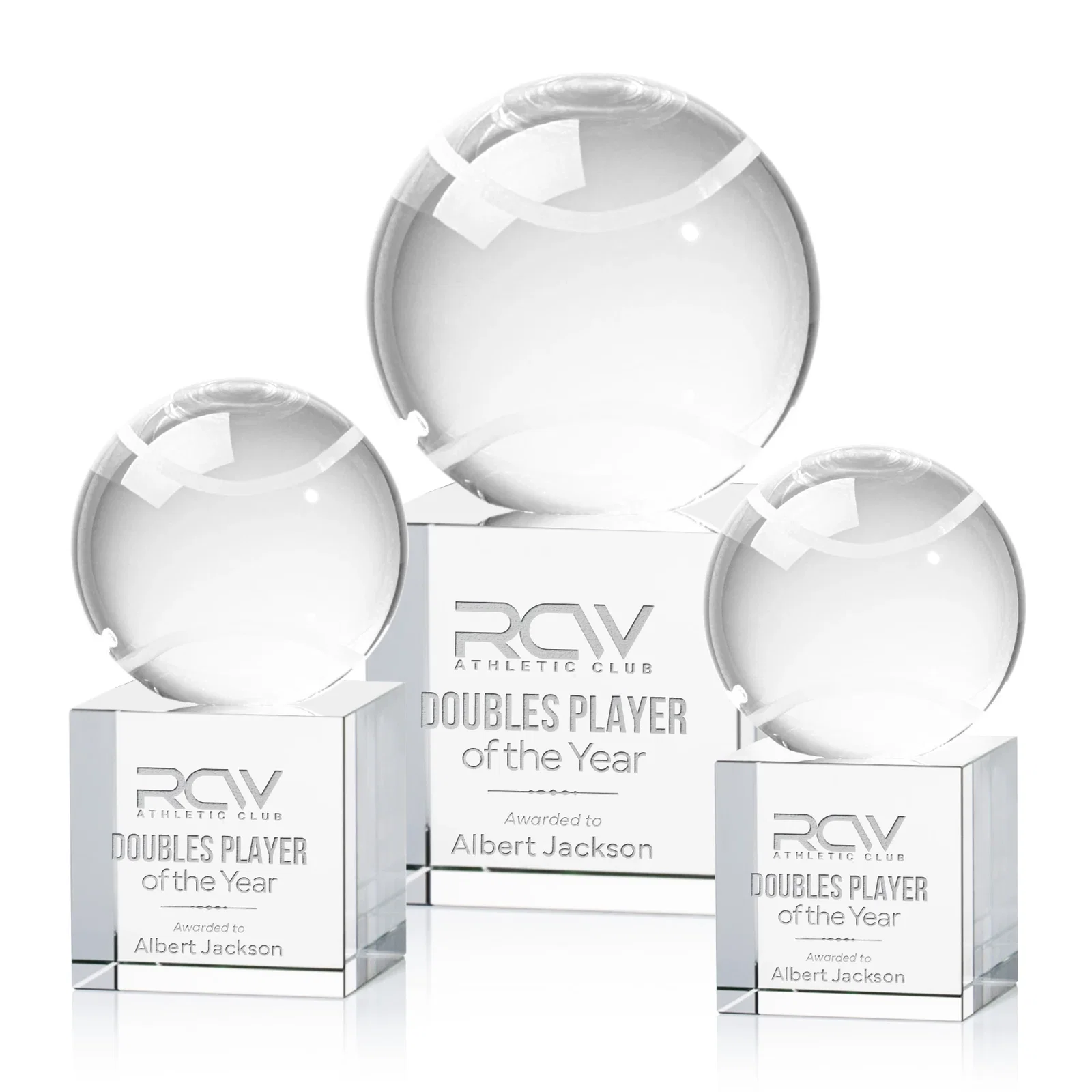 Custom Optical Crystal Tennis Ball Award for employee recognition