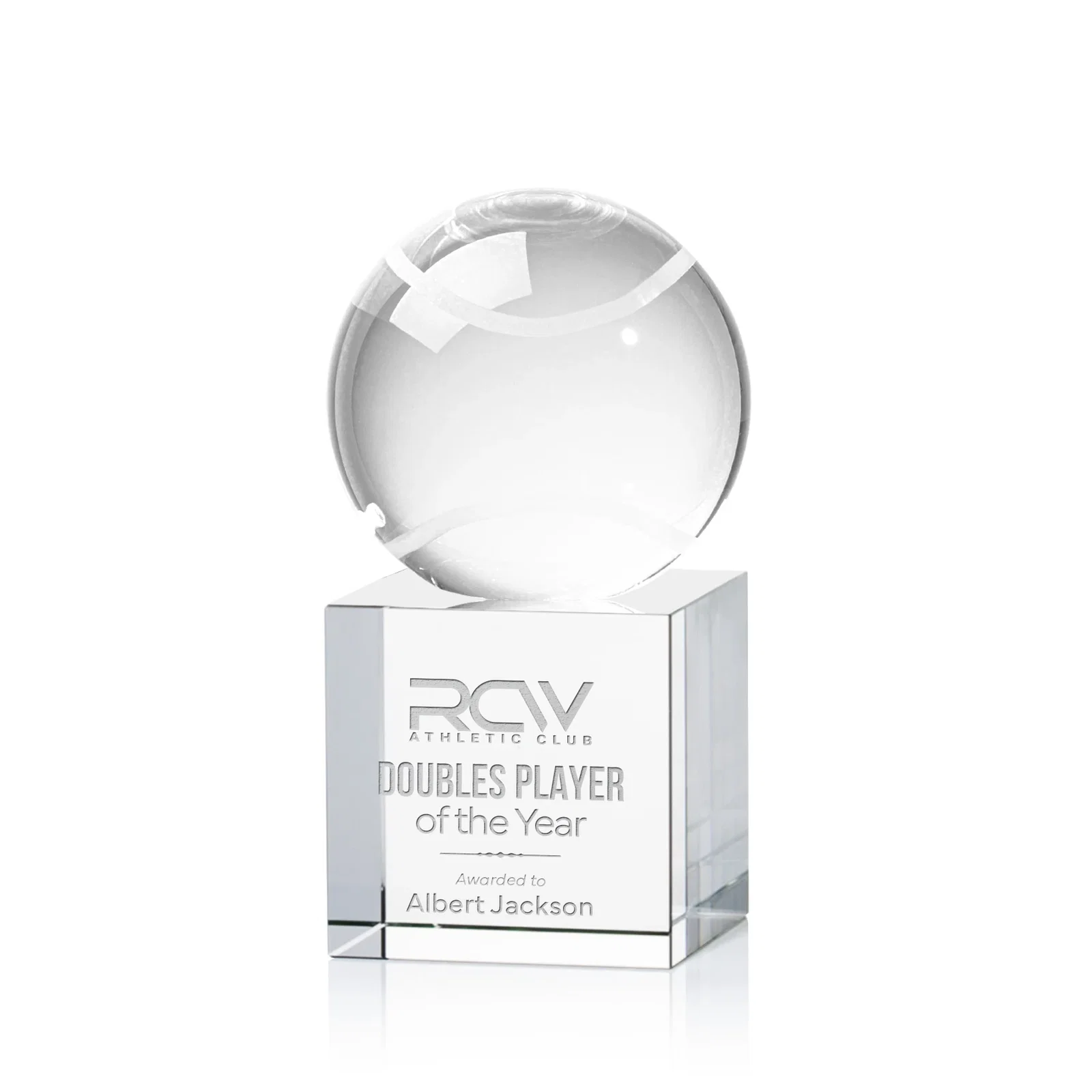 Custom Optical Crystal Tennis Ball Award for service anniversary gifts