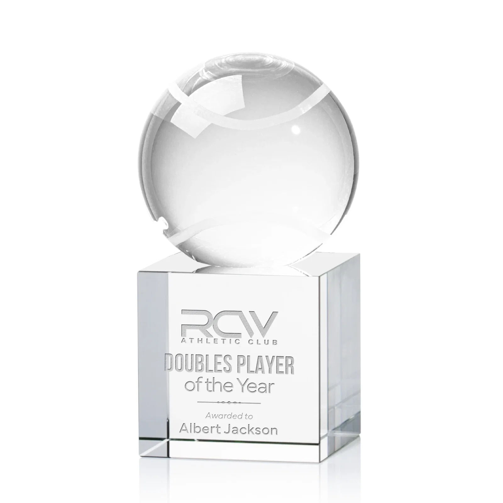 Custom Optical Crystal Tennis Ball Award for sales achievement awards
