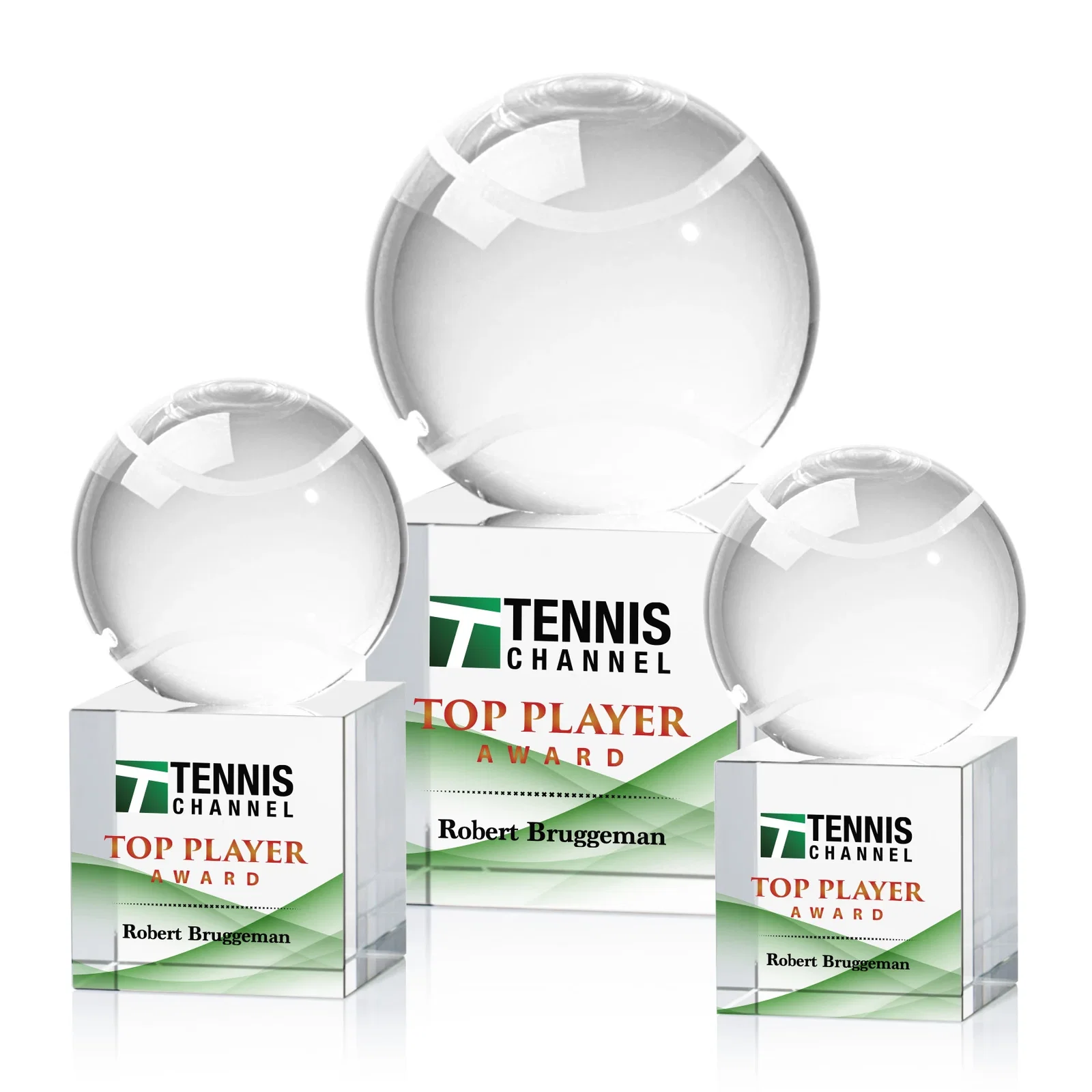 Custom Optical Crystal Tennis Ball Award for retirement presentations