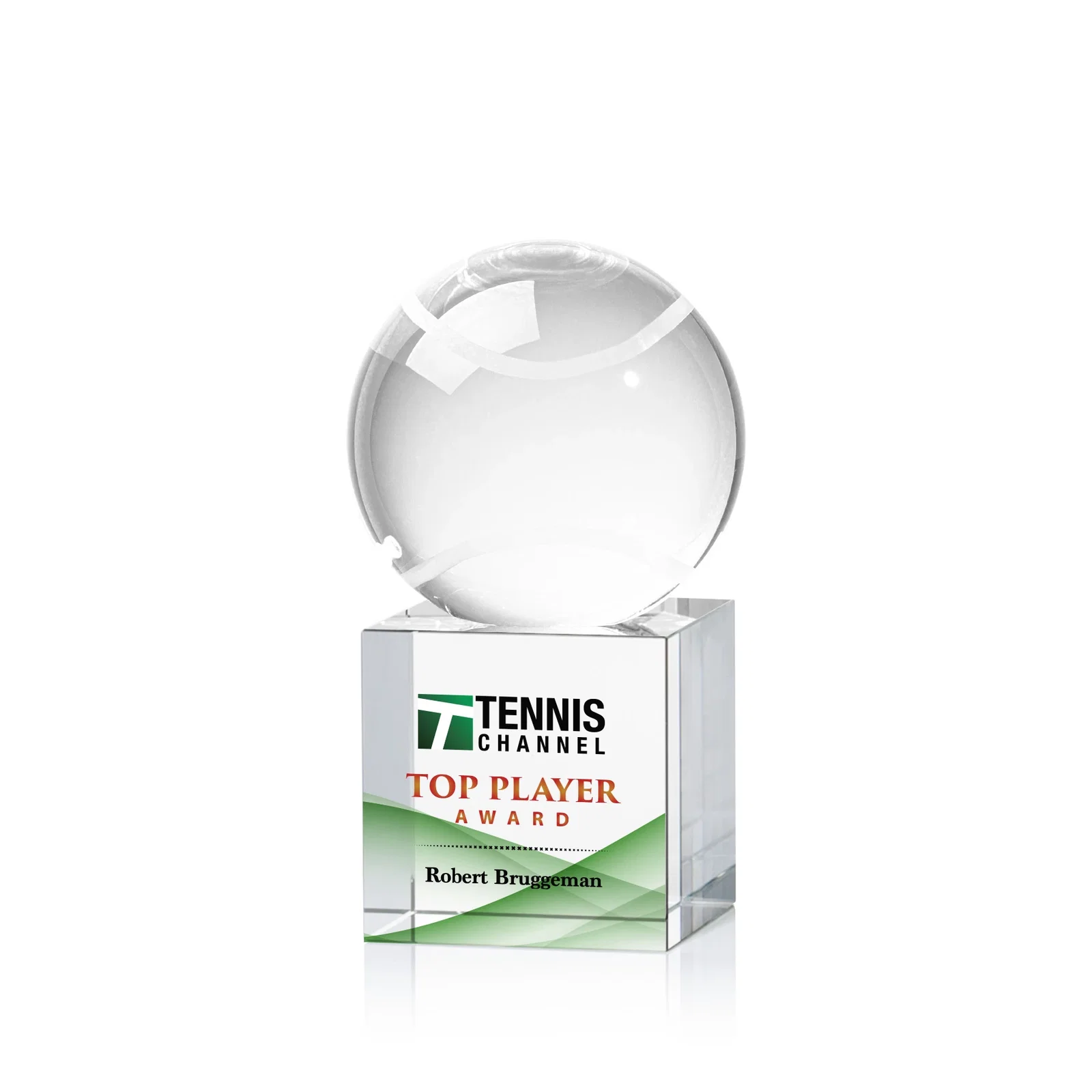 Custom Optical Crystal Tennis Ball Award for team milestone celebrations