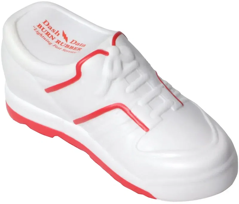 Custom Tennis Shoe Stress Reliever, promotional foam squeeze toy shaped like a tennis shoe for branded logo gifts