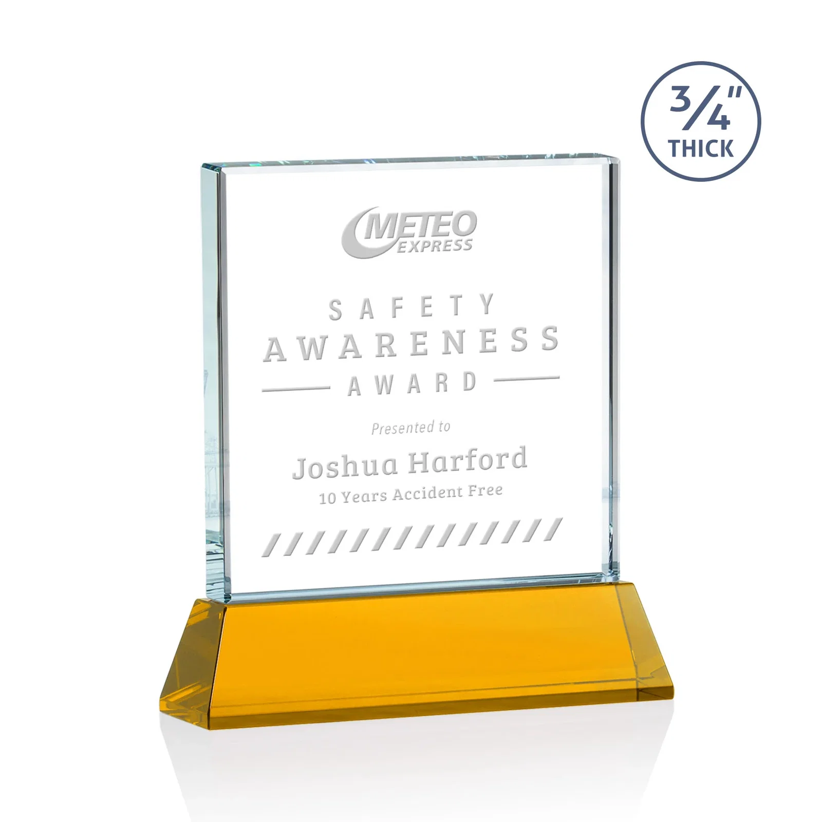 Custom Starfire Crystal Award with Decoration on Base and Crystal, awards for volunteer appreciation