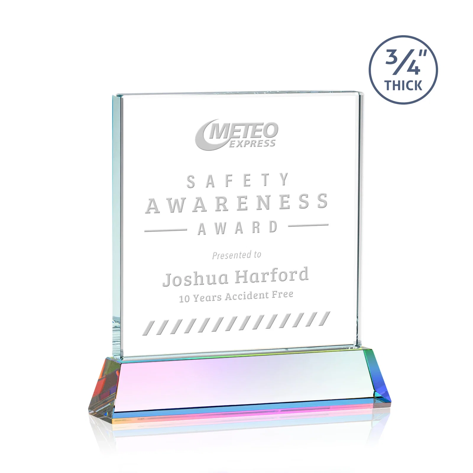 Personalized Starfire Crystal Award with Decoration on Base and Crystal, awards, with your logo for retirement presentations