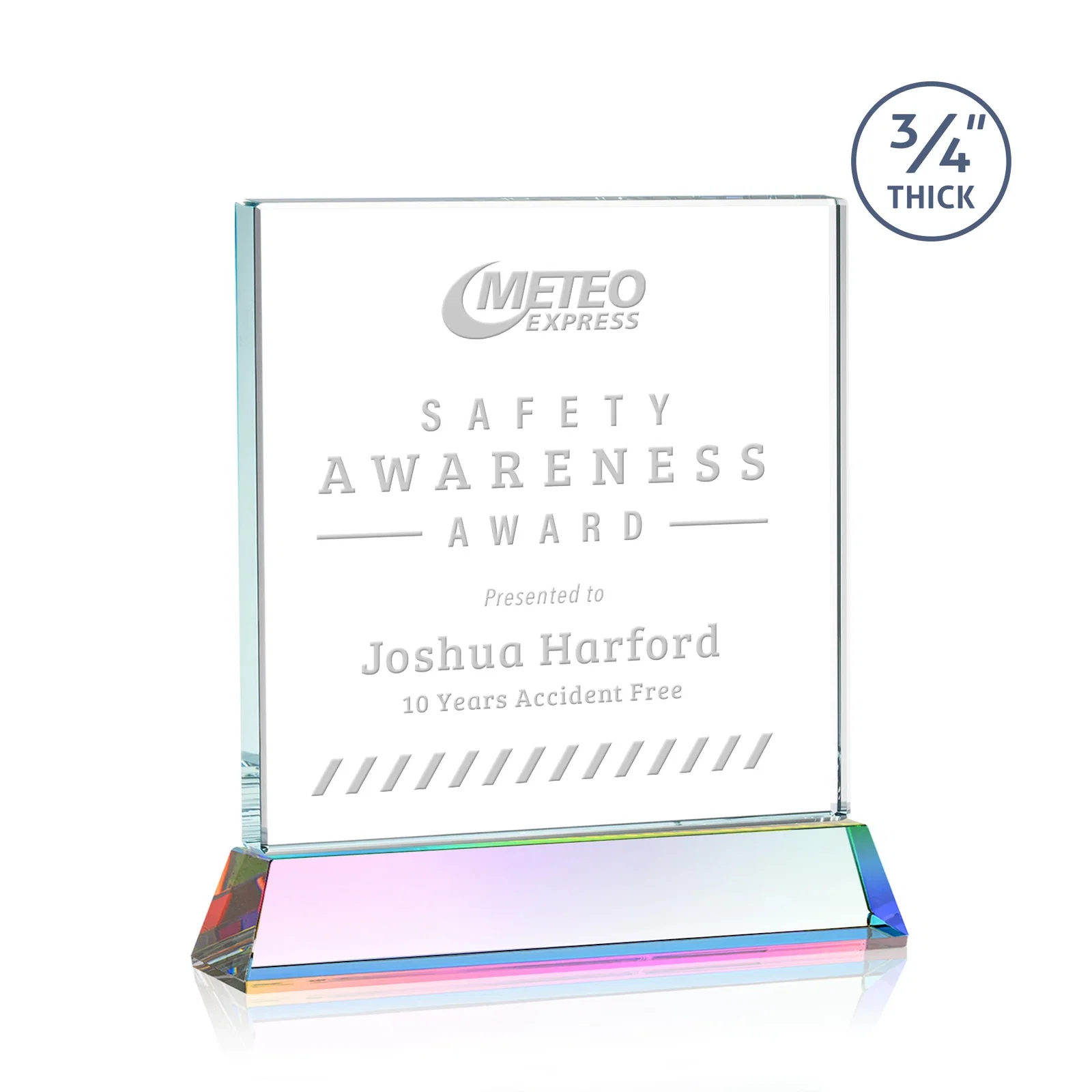 Personalized Starfire Crystal Award with Decoration on Base and Crystal, awards, with your logo for team milestone celebrations