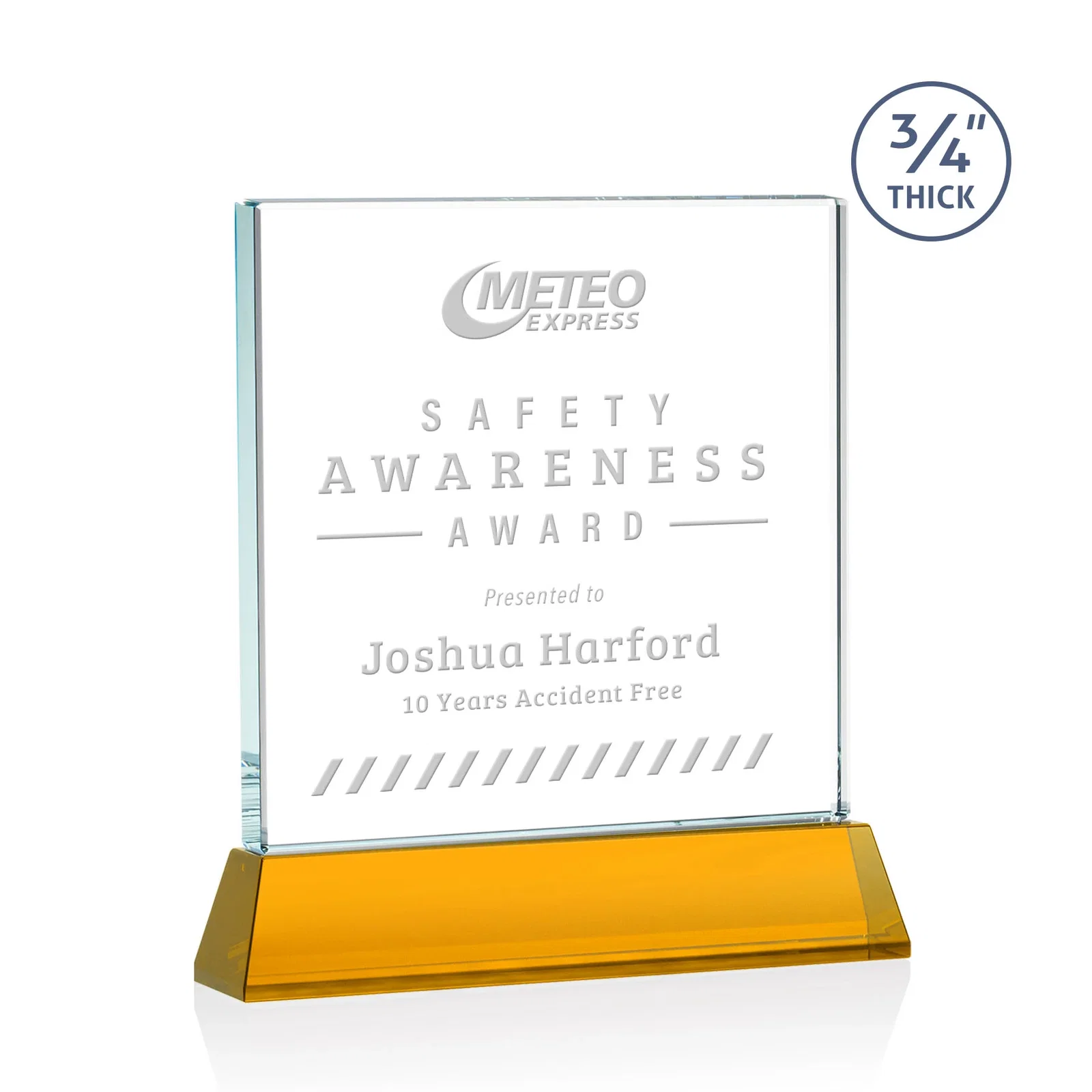 Custom Starfire Crystal Award with Decoration on Base and Crystal, awards for company anniversary events