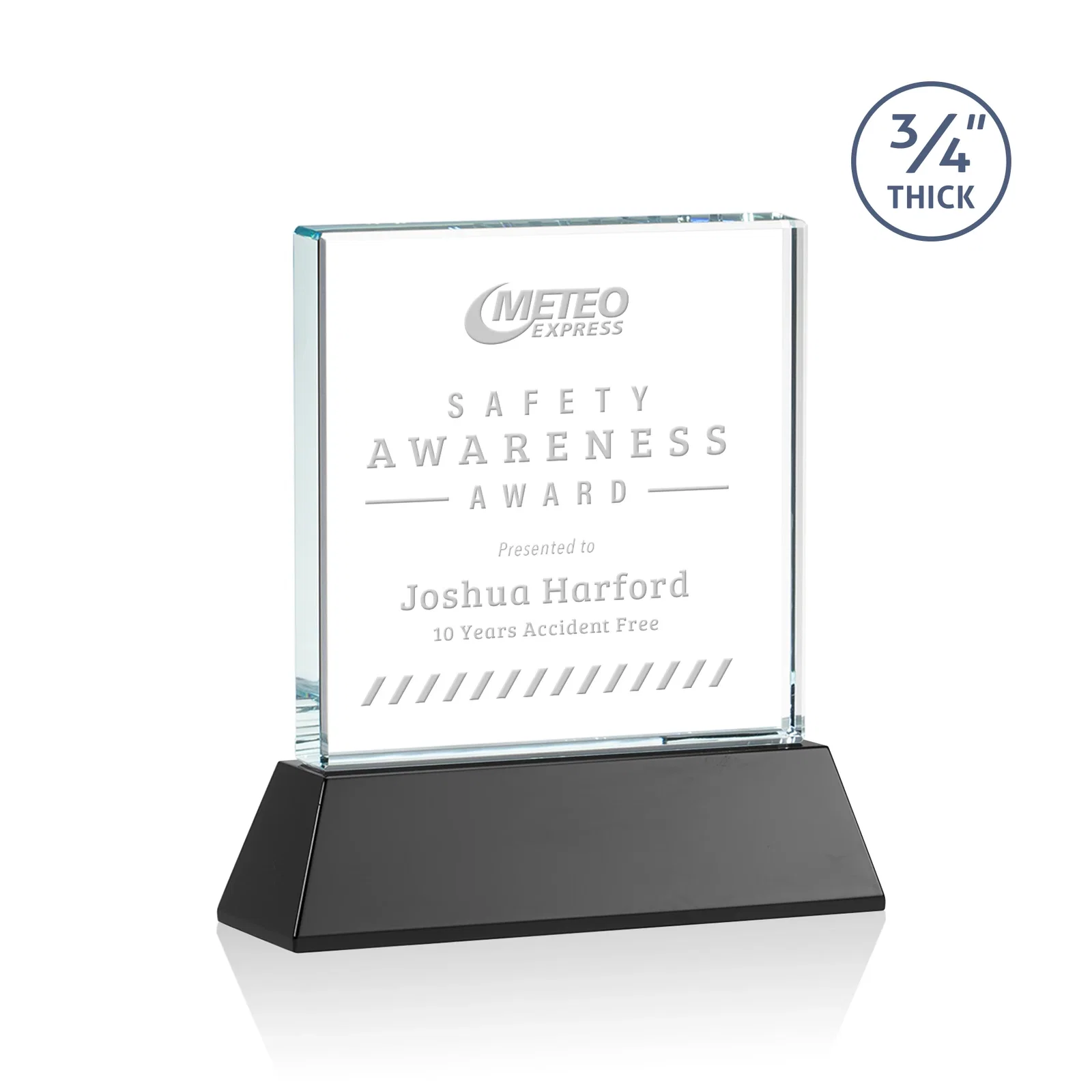 Personalized Starfire Crystal Award with Decoration on Base and Crystal, awards for safety achievement programs