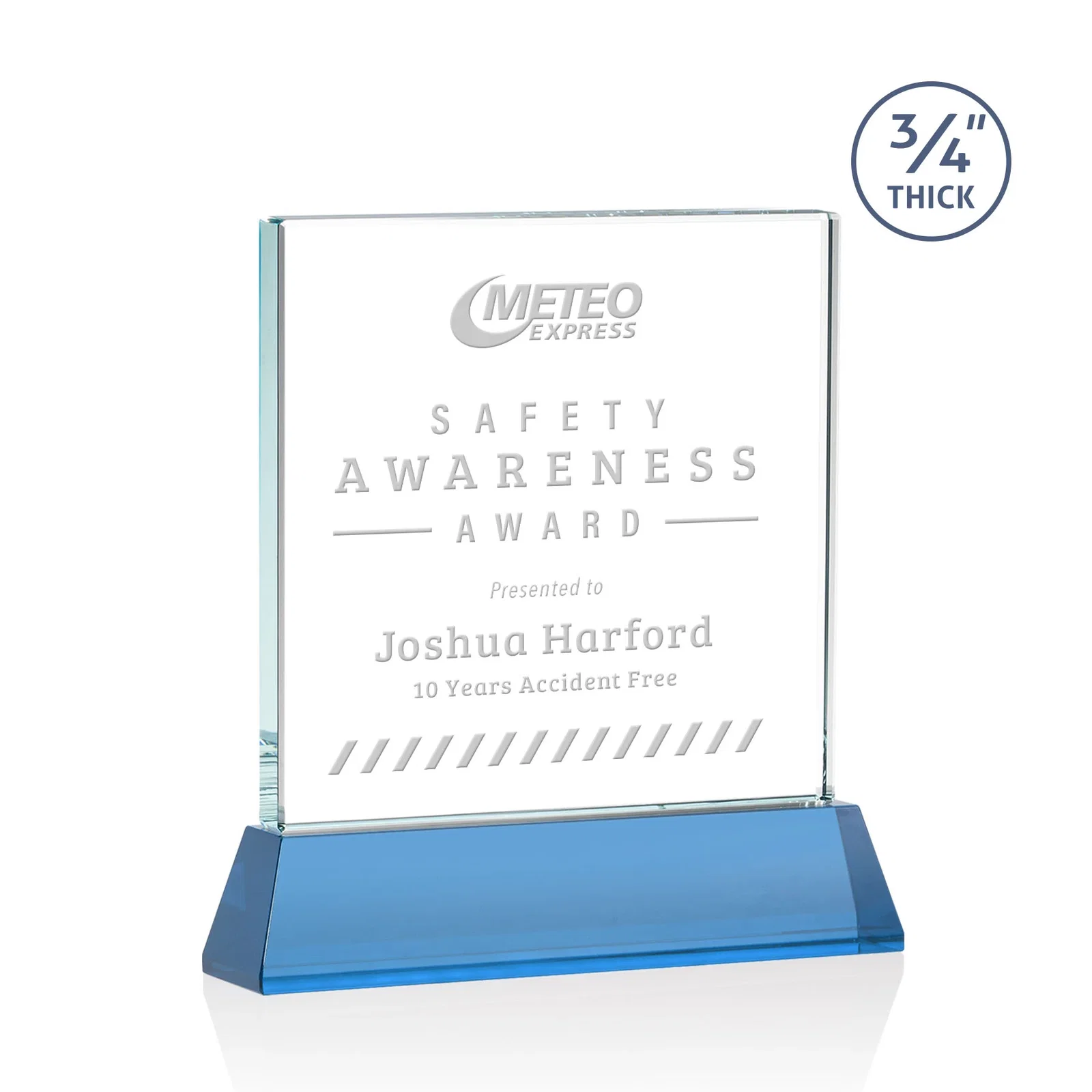 Branded Starfire Crystal Award with Decoration on Base and Crystal, awards for retirement presentations