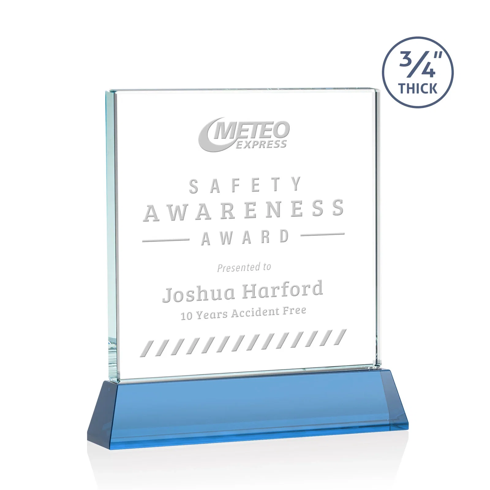Branded Starfire Crystal Award with Decoration on Base and Crystal, awards for team milestone celebrations