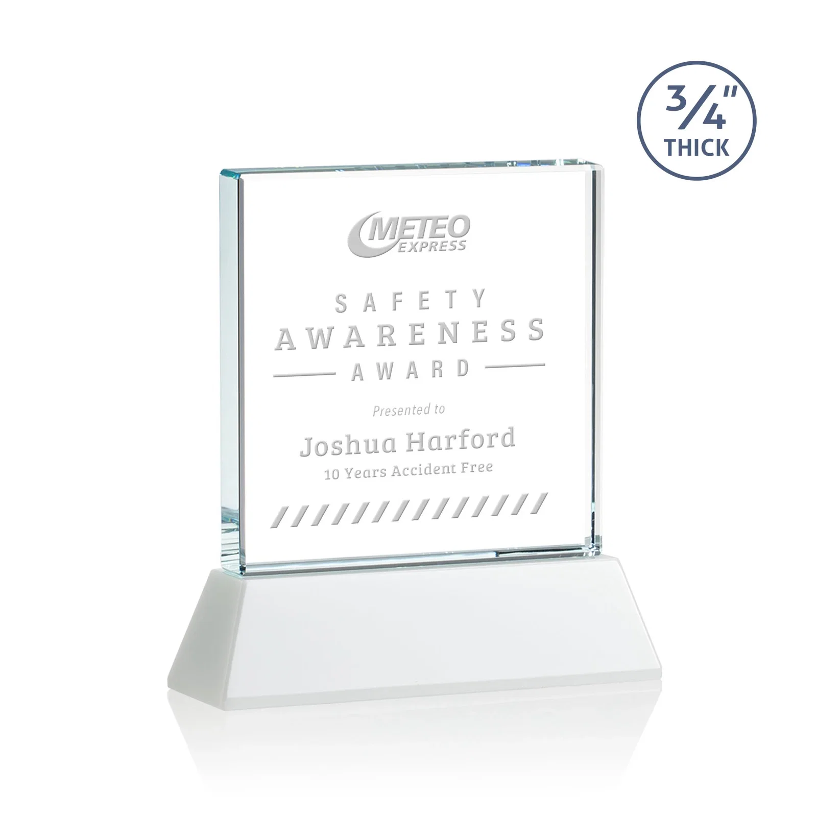 Branded Starfire Crystal Award with Decoration on Base and Crystal, awards for safety achievement programs