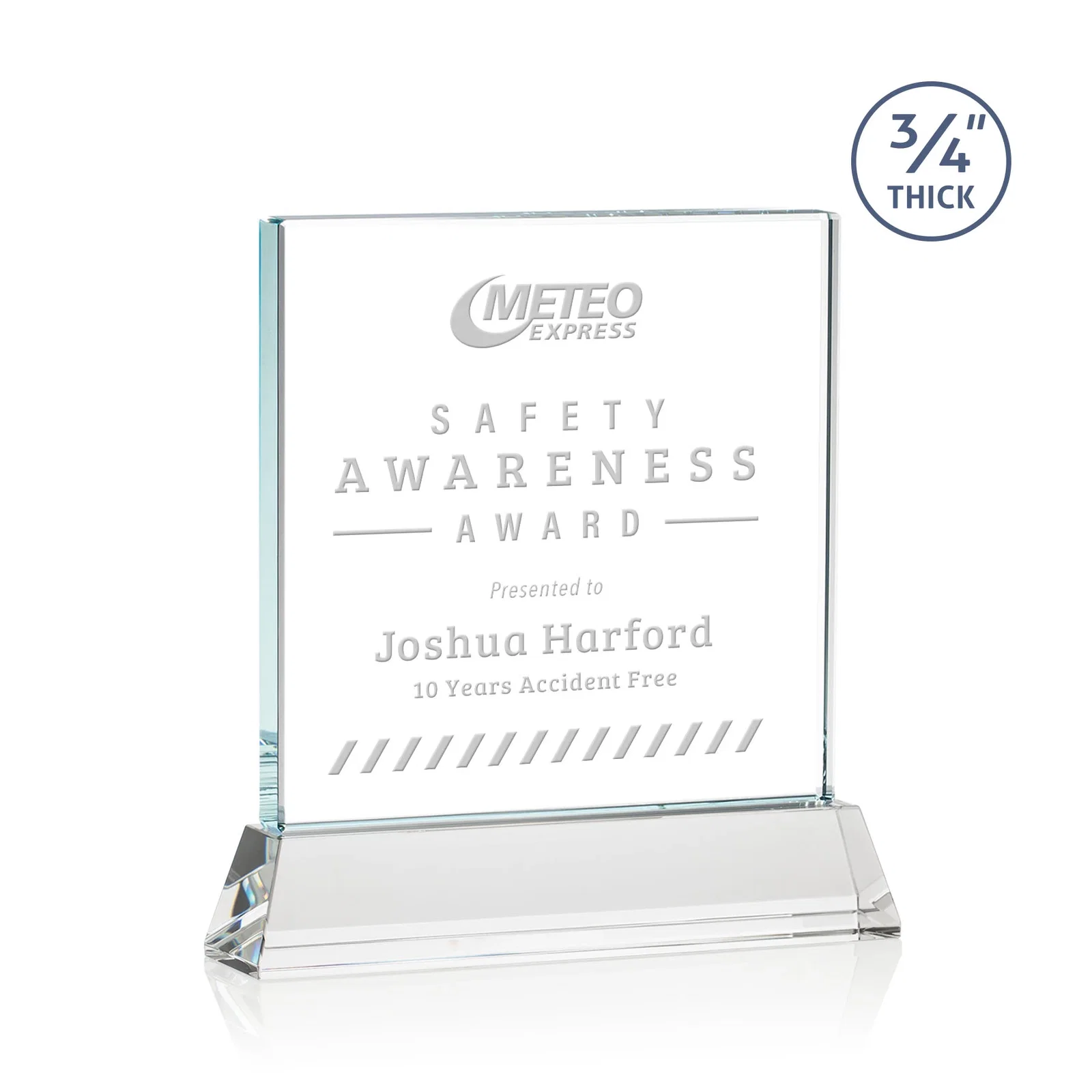 Custom Starfire Crystal Award with Decoration on Base and Crystal, awards for retirement presentations