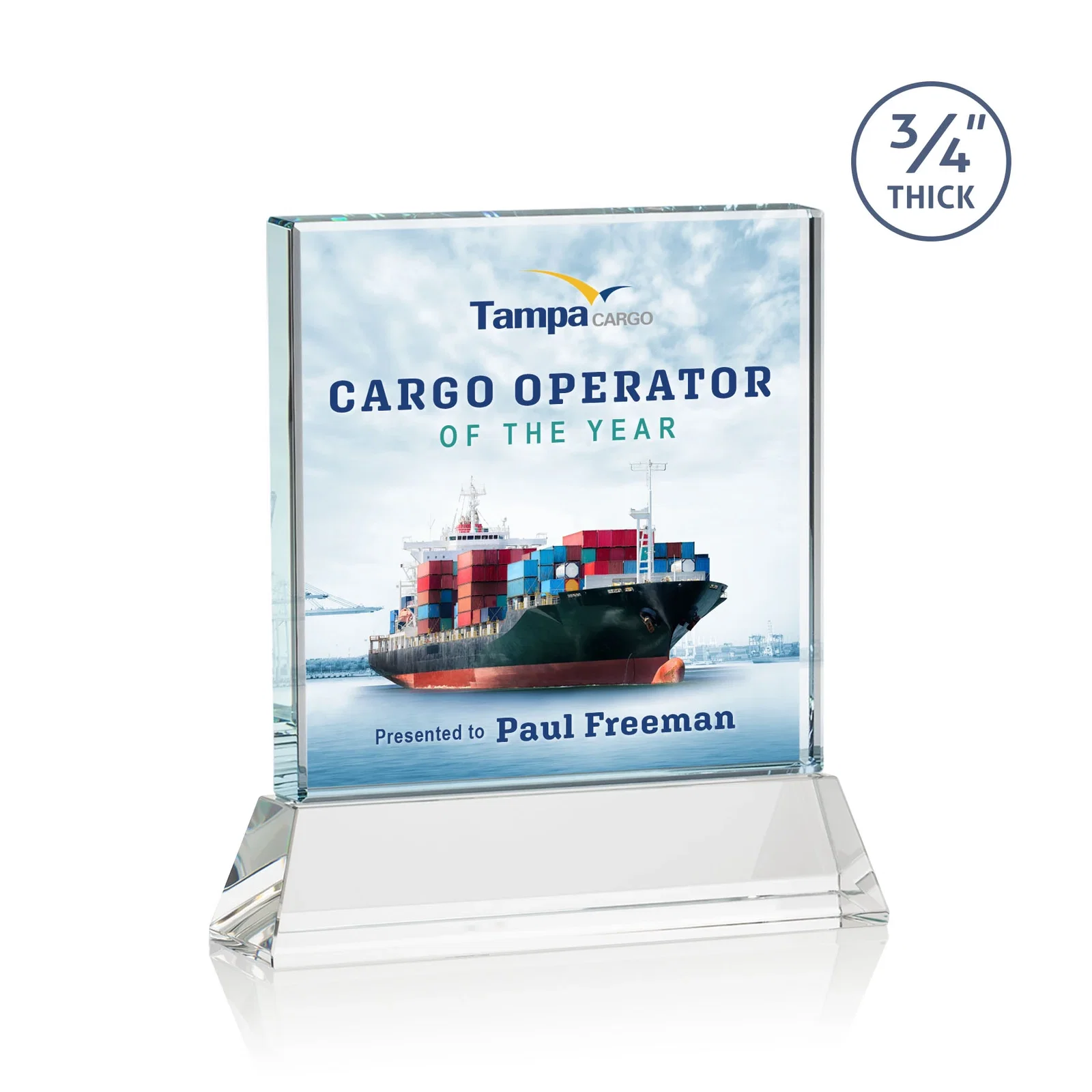 Custom printed Starfire Crystal Award with Decoration on Base and Crystal, awards for sales achievement awards