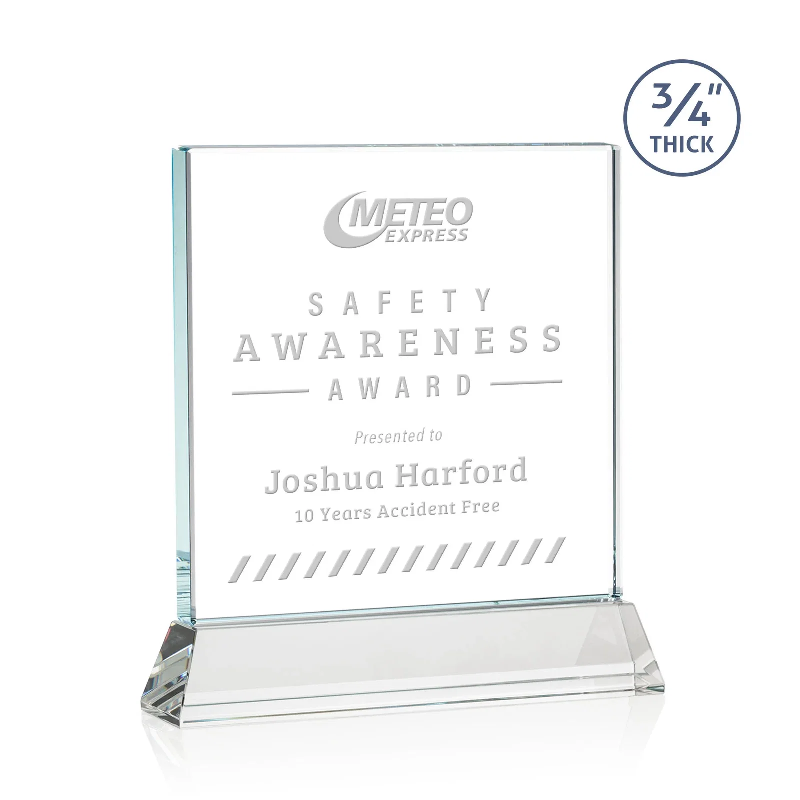 Custom Starfire Crystal Award with Decoration on Base and Crystal, awards for team milestone celebrations