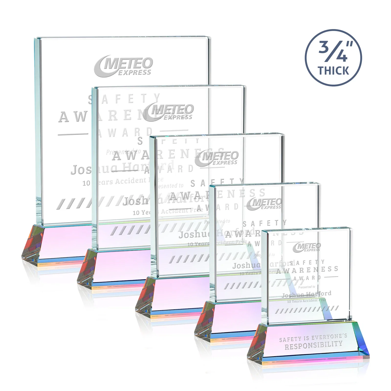 Personalized Starfire Crystal Award with Decoration on Base and Crystal, awards, with your logo for employee recognition