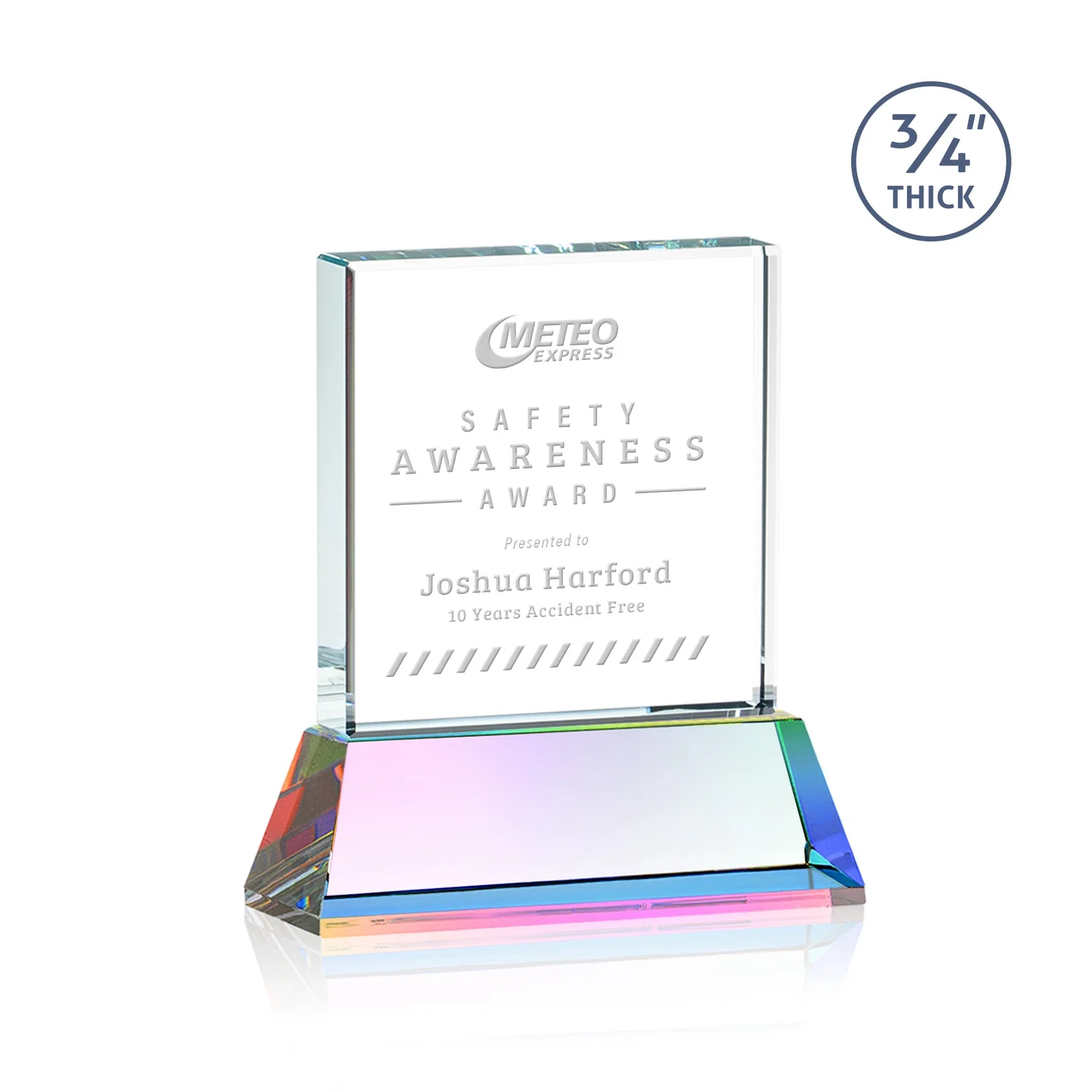 Personalized Starfire Crystal Award with Decoration on Base and Crystal, awards, with your logo for corporate award ceremonies