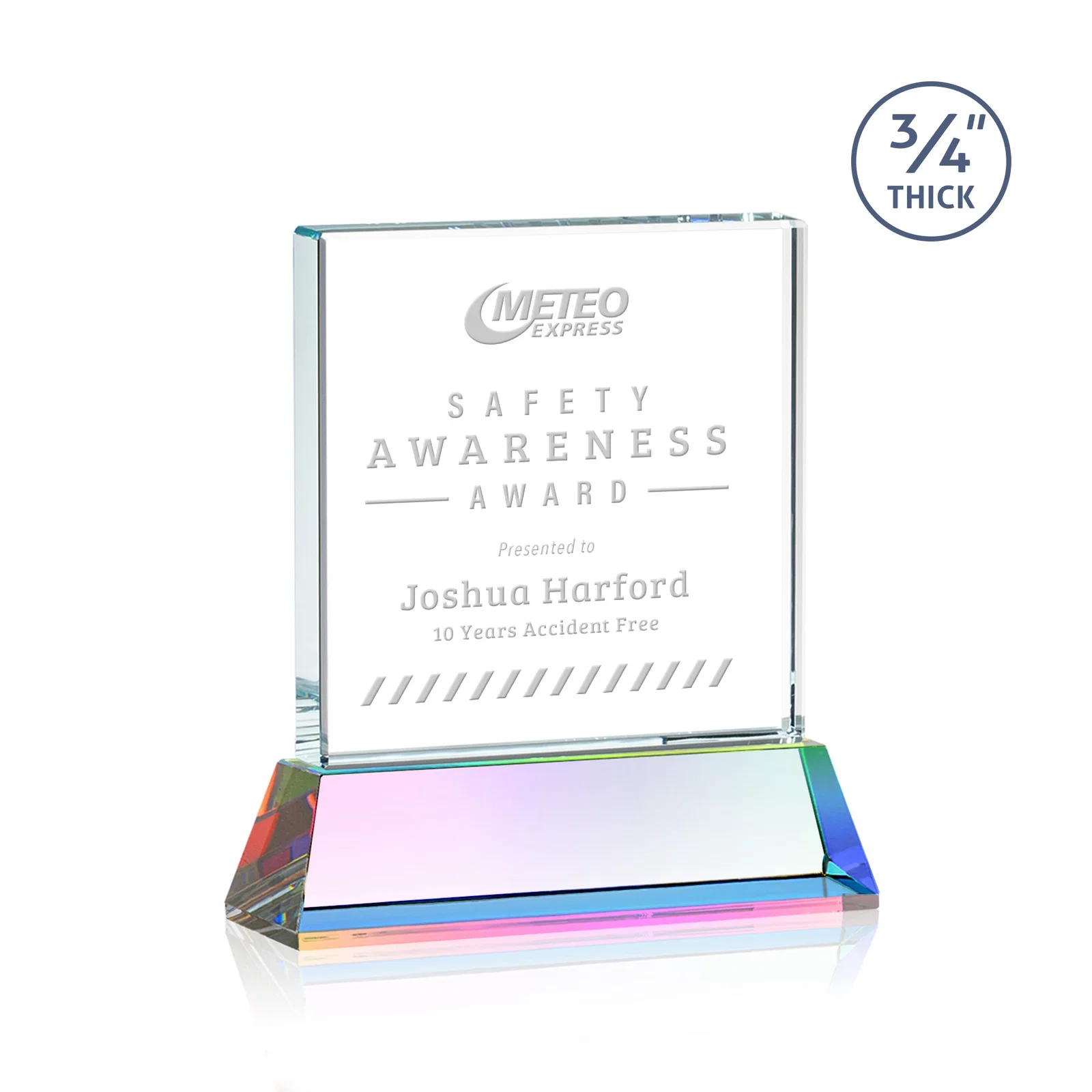 Personalized Starfire Crystal Award with Decoration on Base and Crystal, awards, with your logo for service anniversary gifts