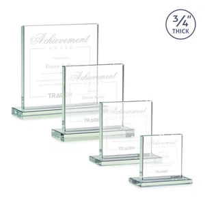 Jade Glass Square Award With Continuous Matching Base