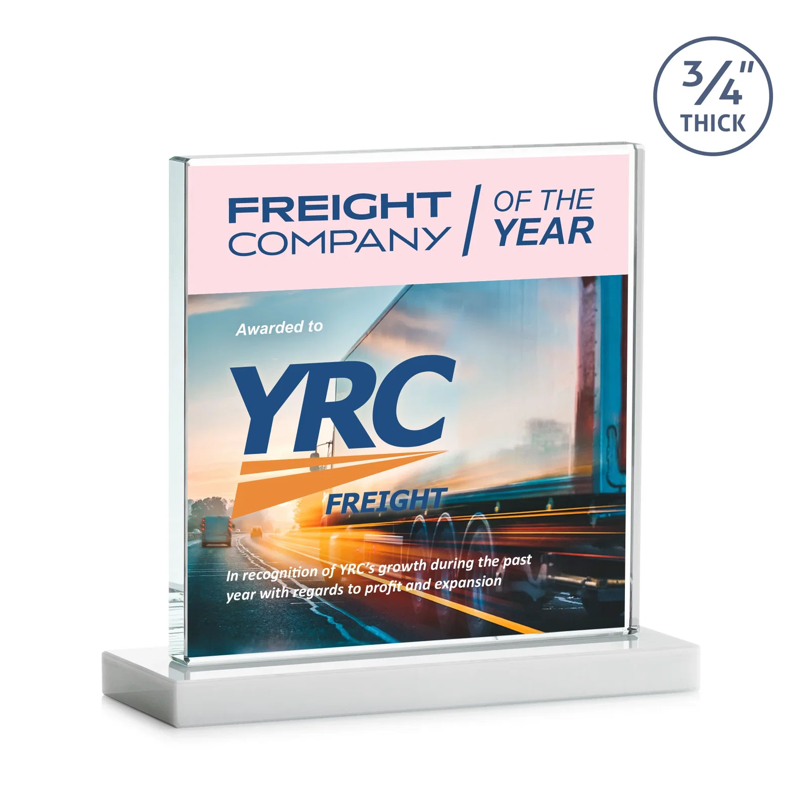 Personalized Jade Glass Square Award With Continuous Matching Base, with your logo for sales achievement awards