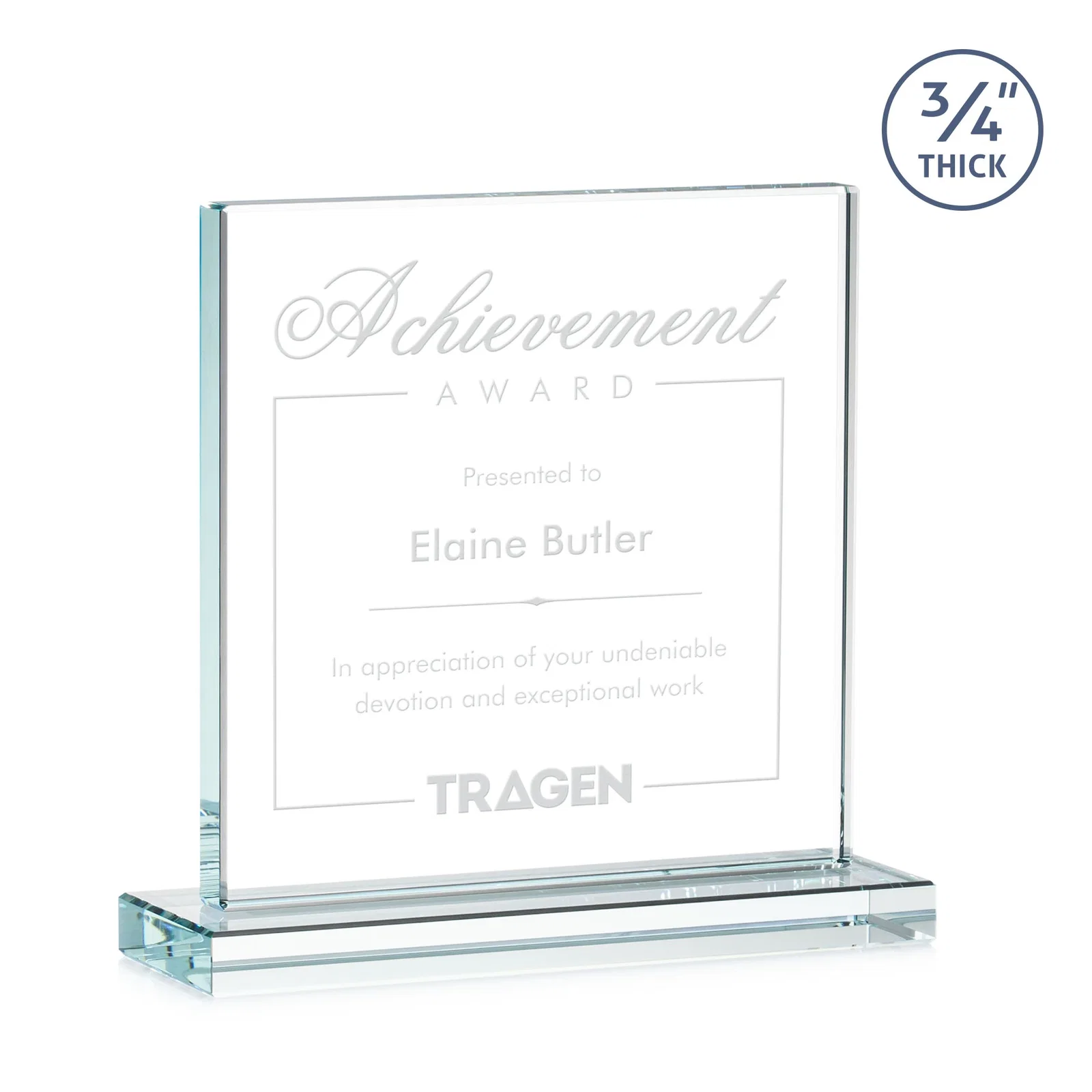 Custom Jade Glass Square Award With Continuous Matching Base for dealer and partner awards