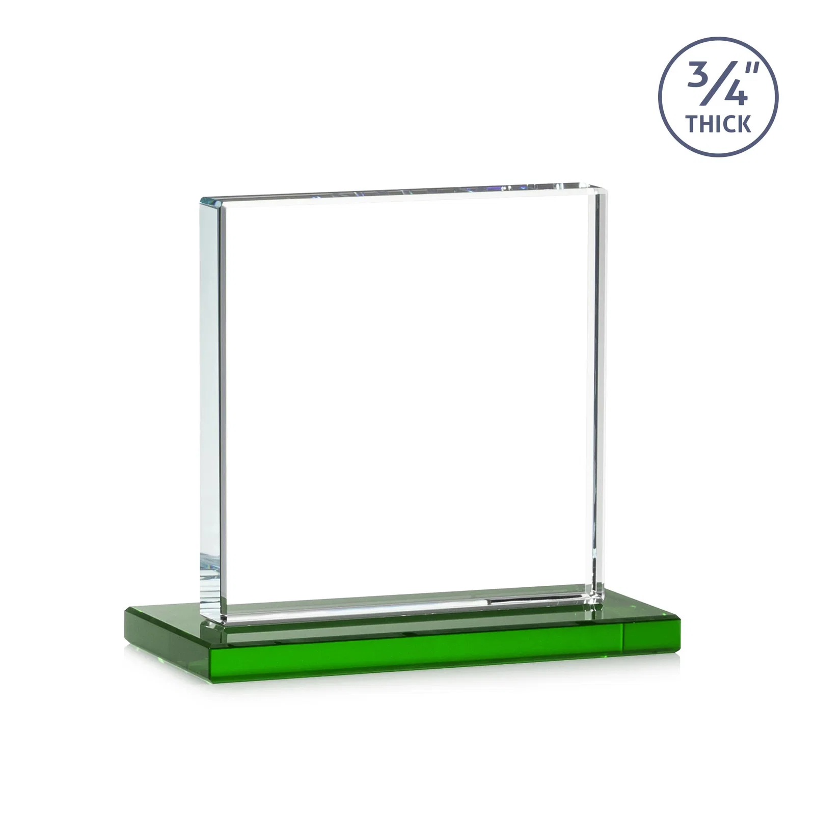 Promotional Jade Glass Square Award With Continuous Matching Base, with your logo for safety achievement programs