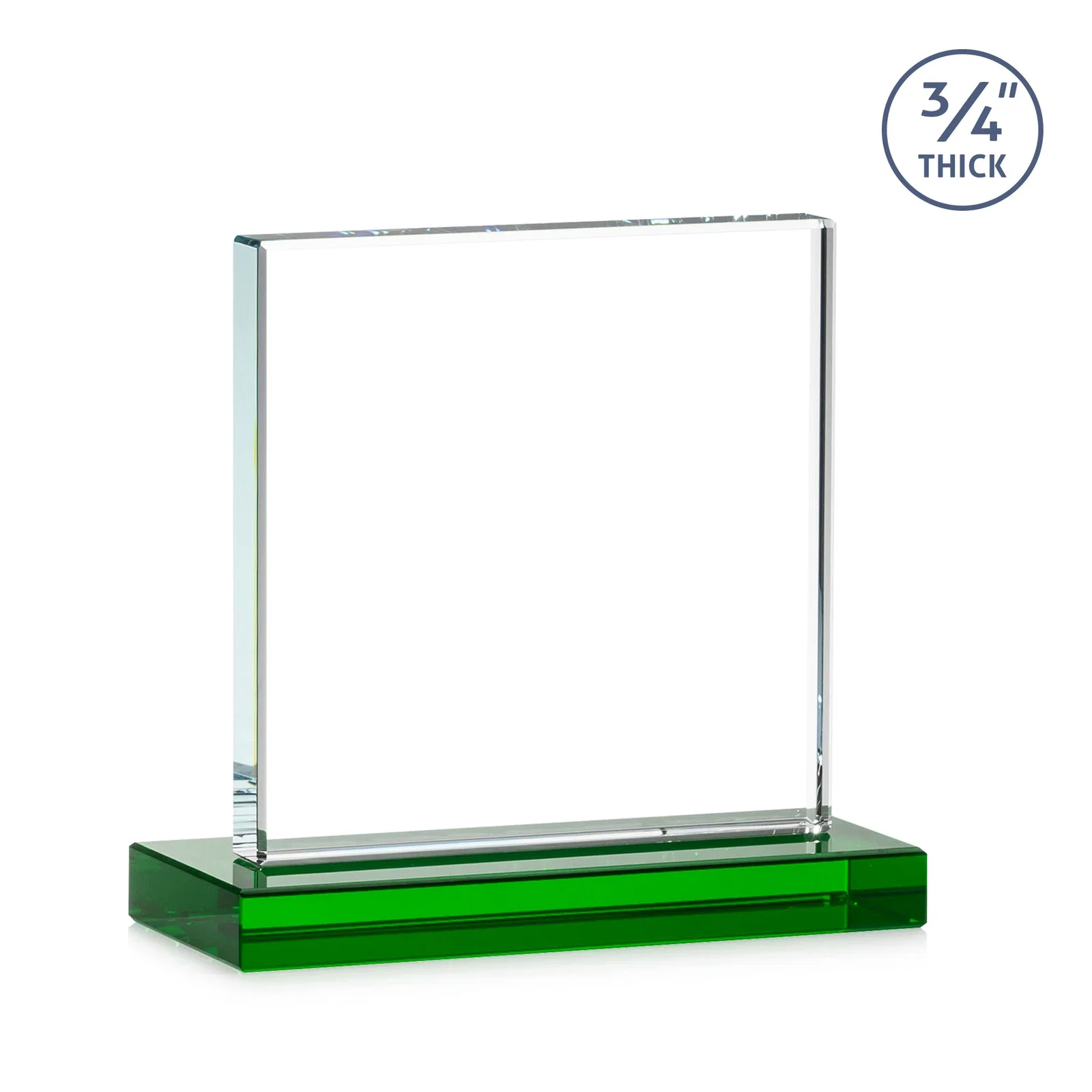 Promotional Jade Glass Square Award With Continuous Matching Base, with your logo for volunteer appreciation