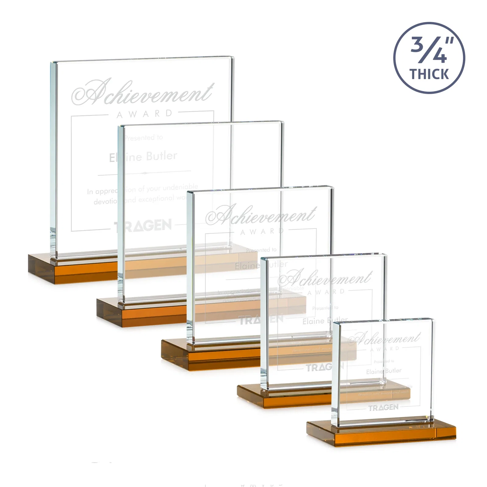 Custom Jade Glass Square Award With Continuous Matching Base for company anniversary events
