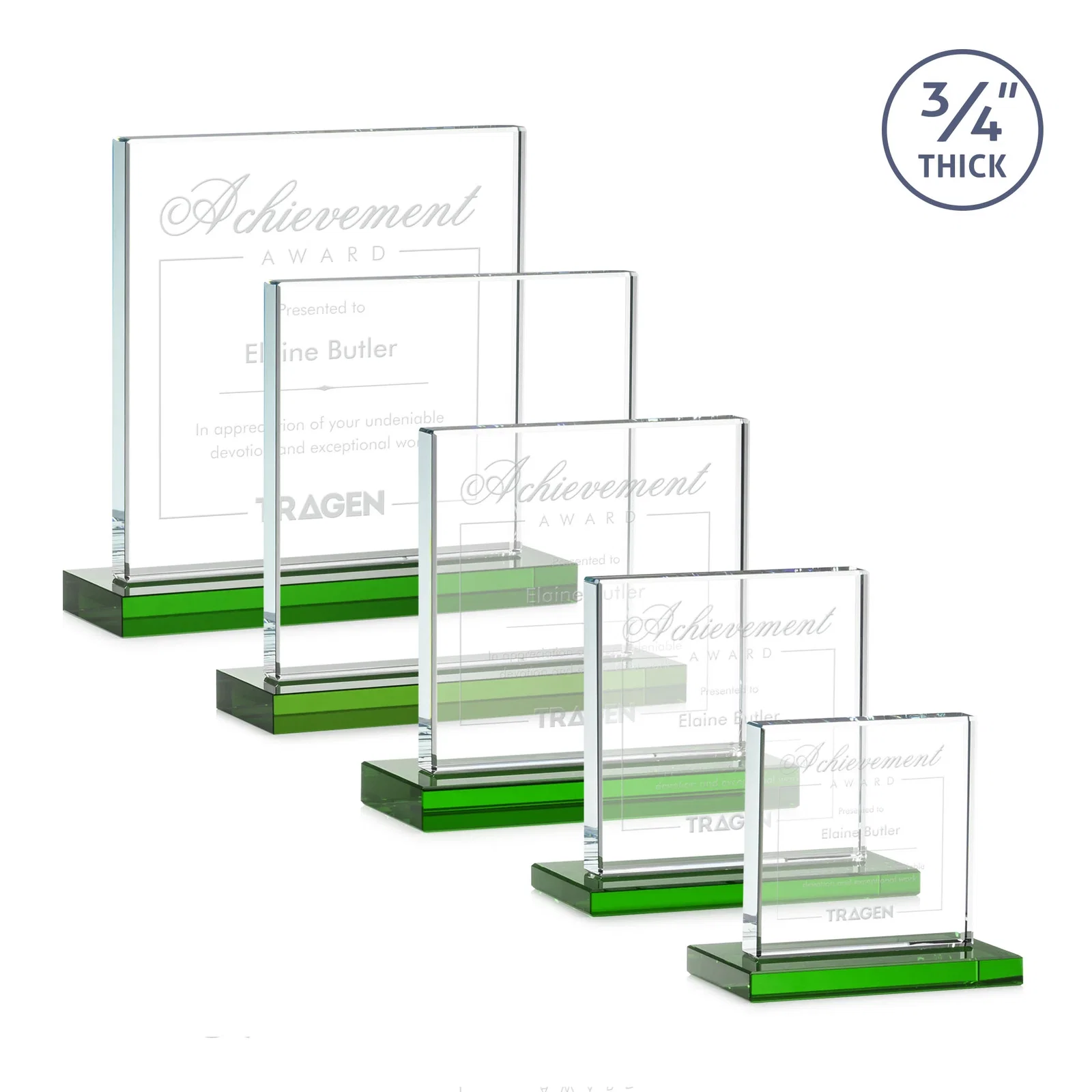 Personalized Jade Glass Square Award With Continuous Matching Base for team milestone celebrations