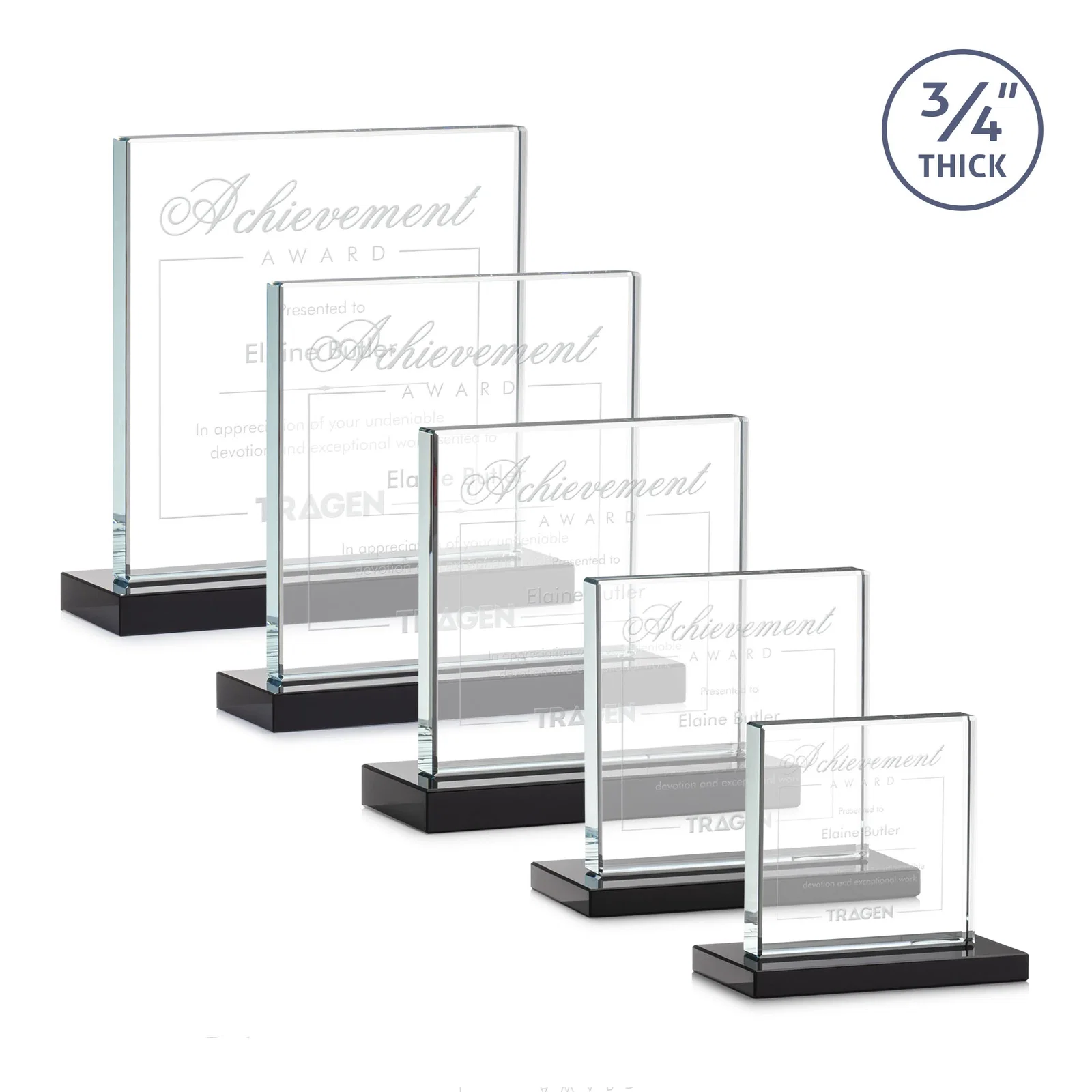 Personalized Jade Glass Square Award With Continuous Matching Base for company anniversary events