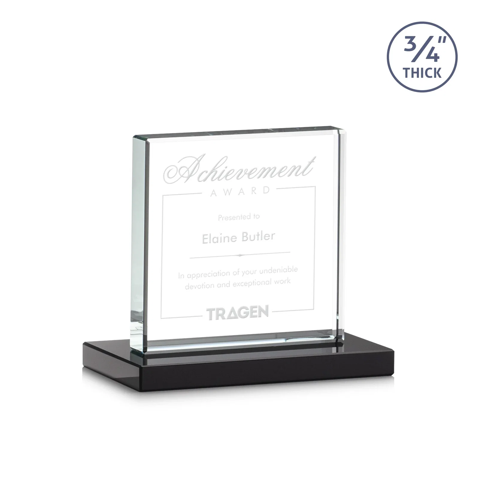 Promotional Jade Glass Square Award With Continuous Matching Base for employee recognition
