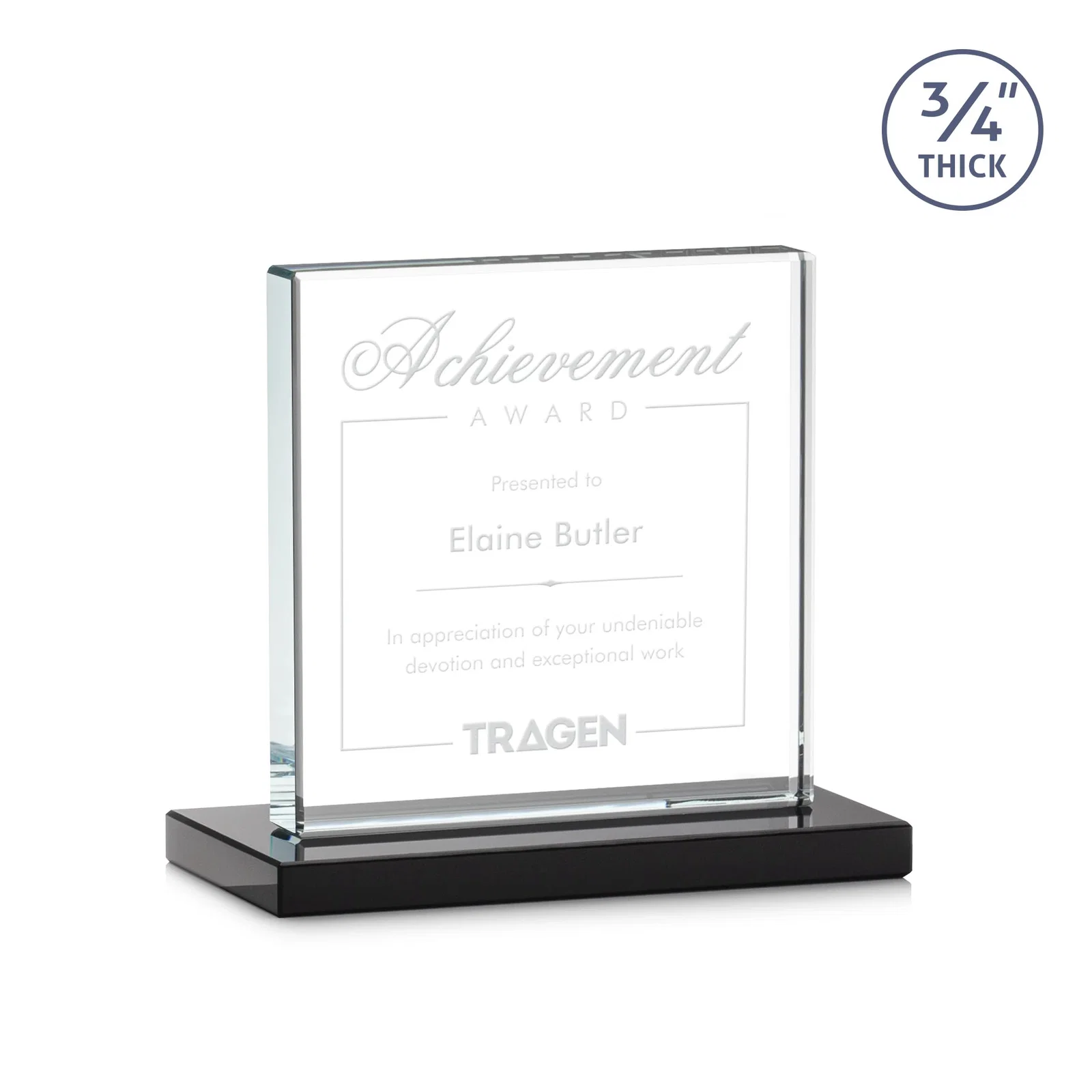 Promotional Jade Glass Square Award With Continuous Matching Base for corporate award ceremonies