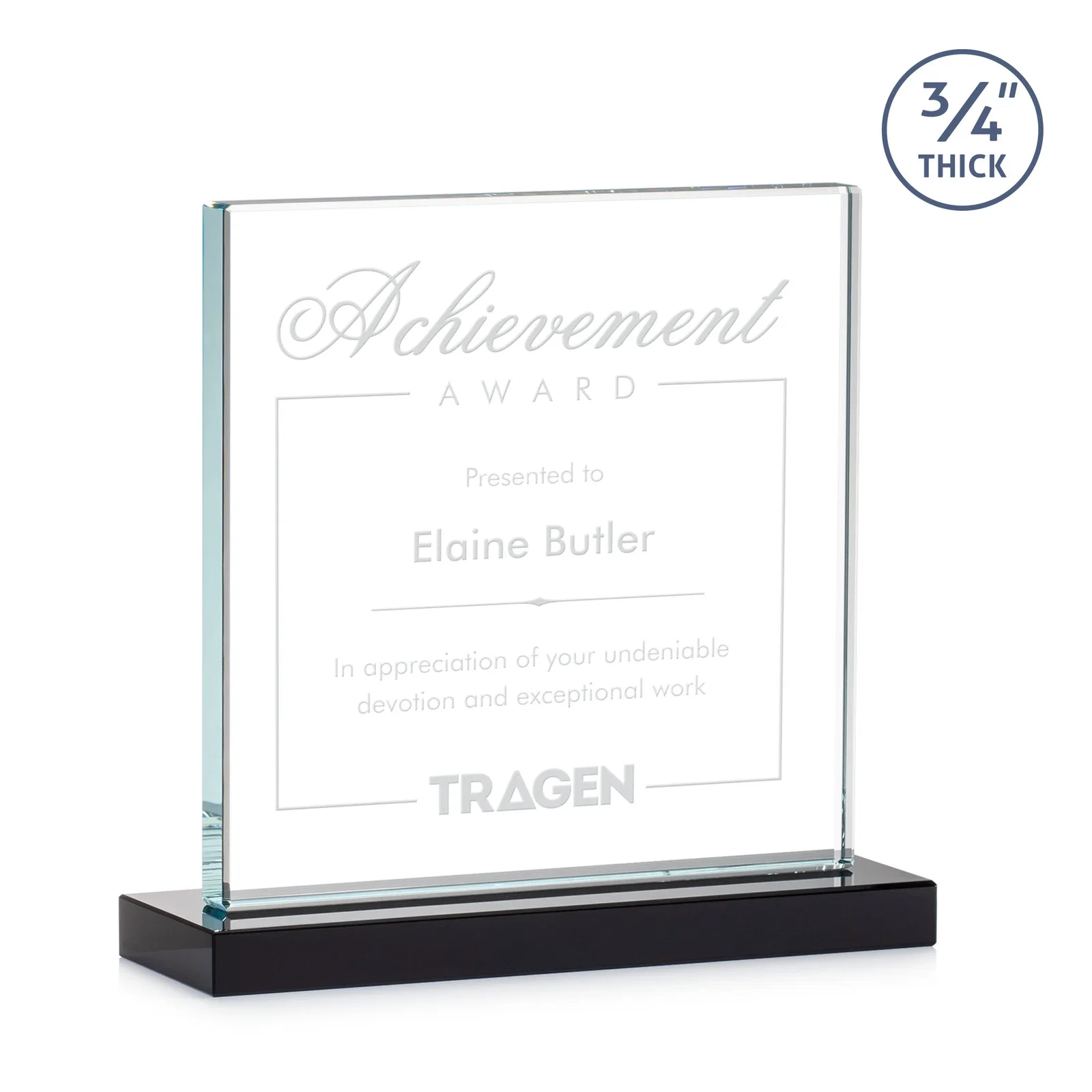 Promotional Jade Glass Square Award With Continuous Matching Base for retirement presentations