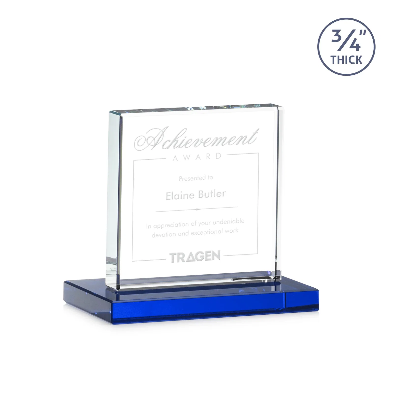 Promotional Jade Glass Square Award With Continuous Matching Base for donor appreciation