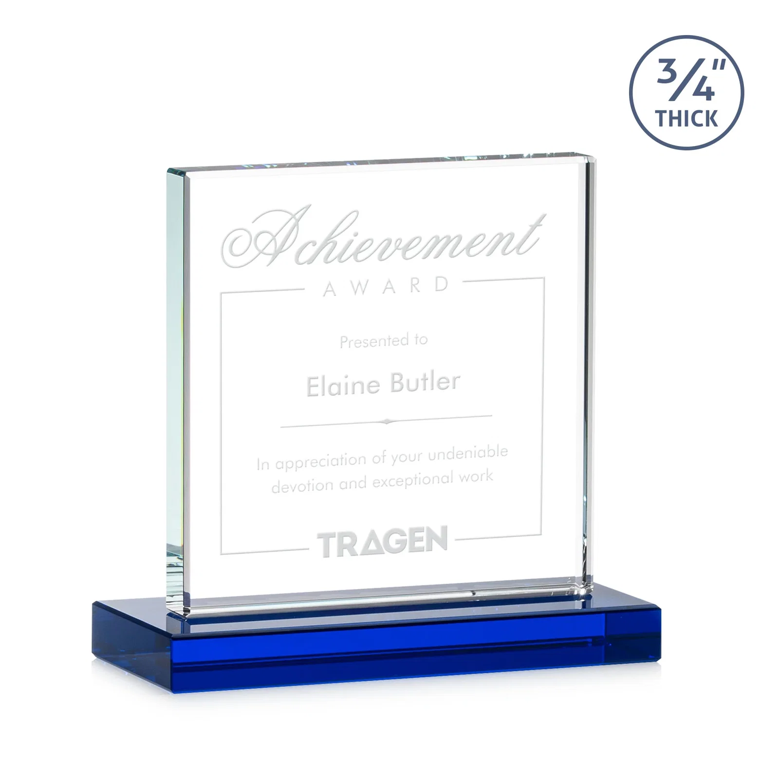 Promotional Jade Glass Square Award With Continuous Matching Base for safety achievement programs