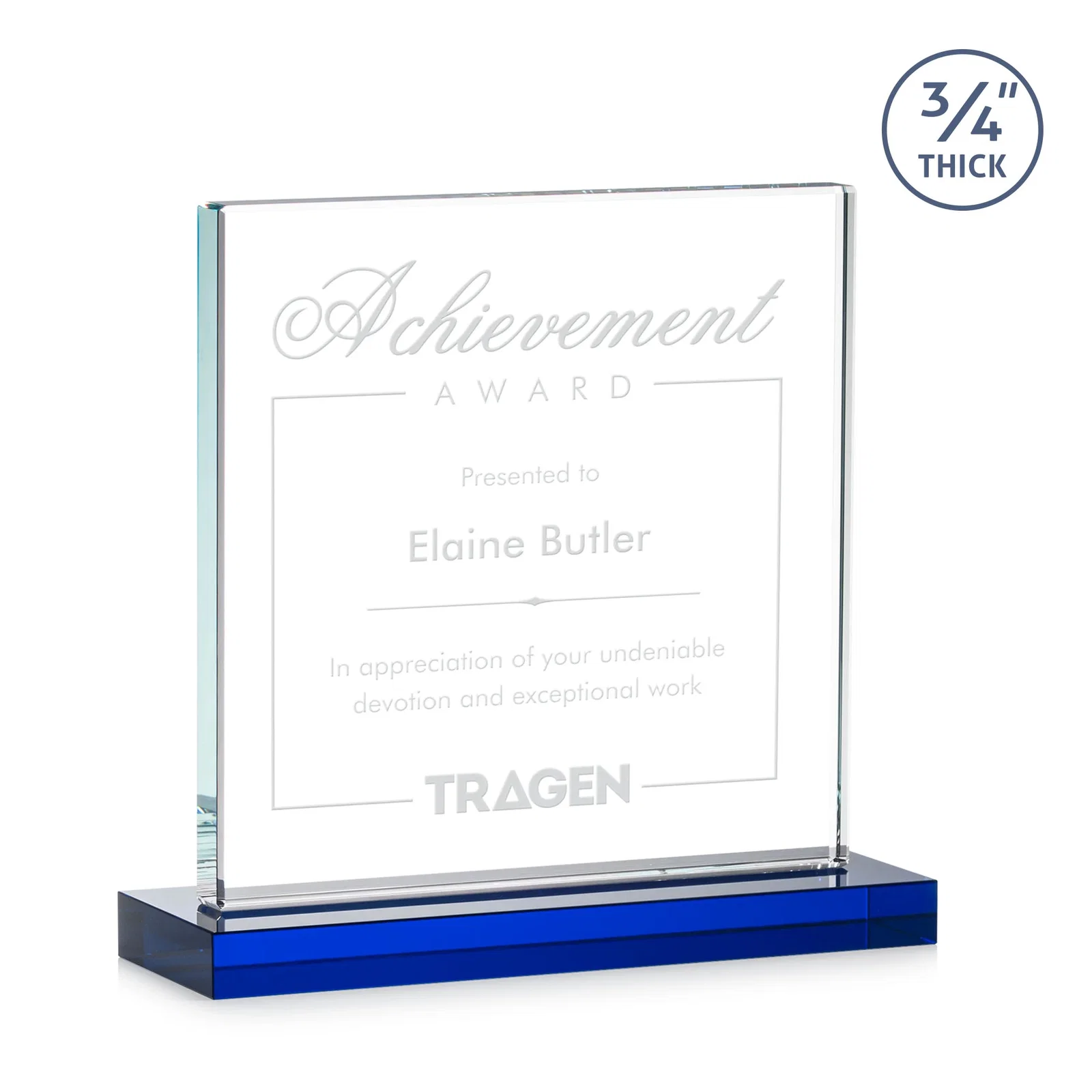 Promotional Jade Glass Square Award With Continuous Matching Base for dealer and partner awards