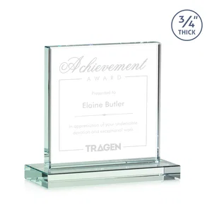 Jade Glass Square Award With Continuous Matching Base