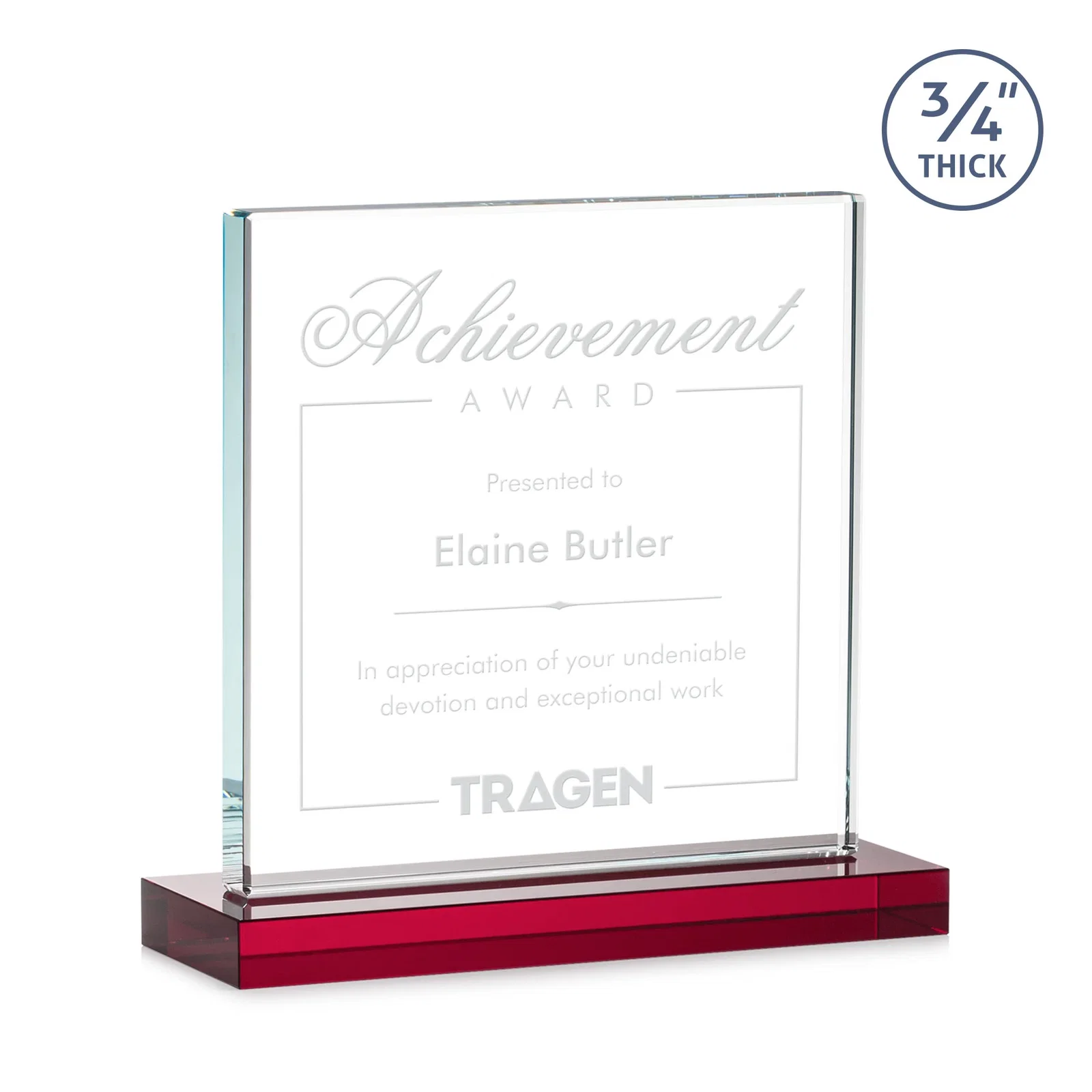 Branded Jade Glass Square Award With Continuous Matching Base for sales achievement awards