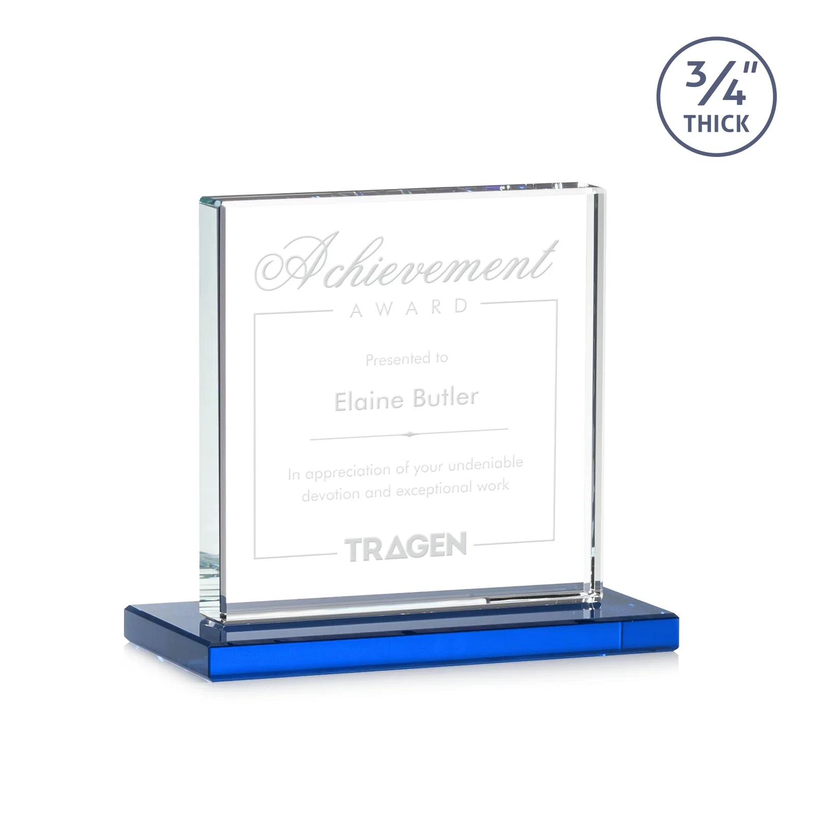 Branded Jade Glass Square Award With Continuous Matching Base for graduation ceremonies