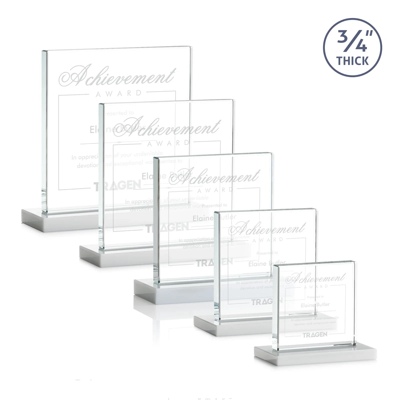 Branded Jade Glass Square Award With Continuous Matching Base for company anniversary events