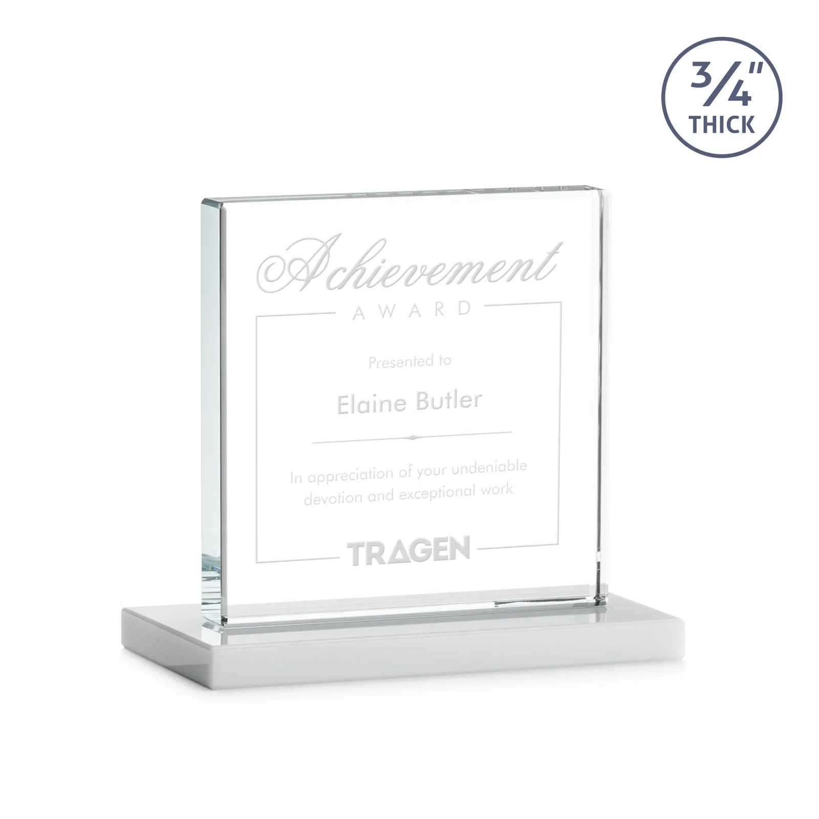 Custom printed Jade Glass Square Award With Continuous Matching Base for corporate award ceremonies
