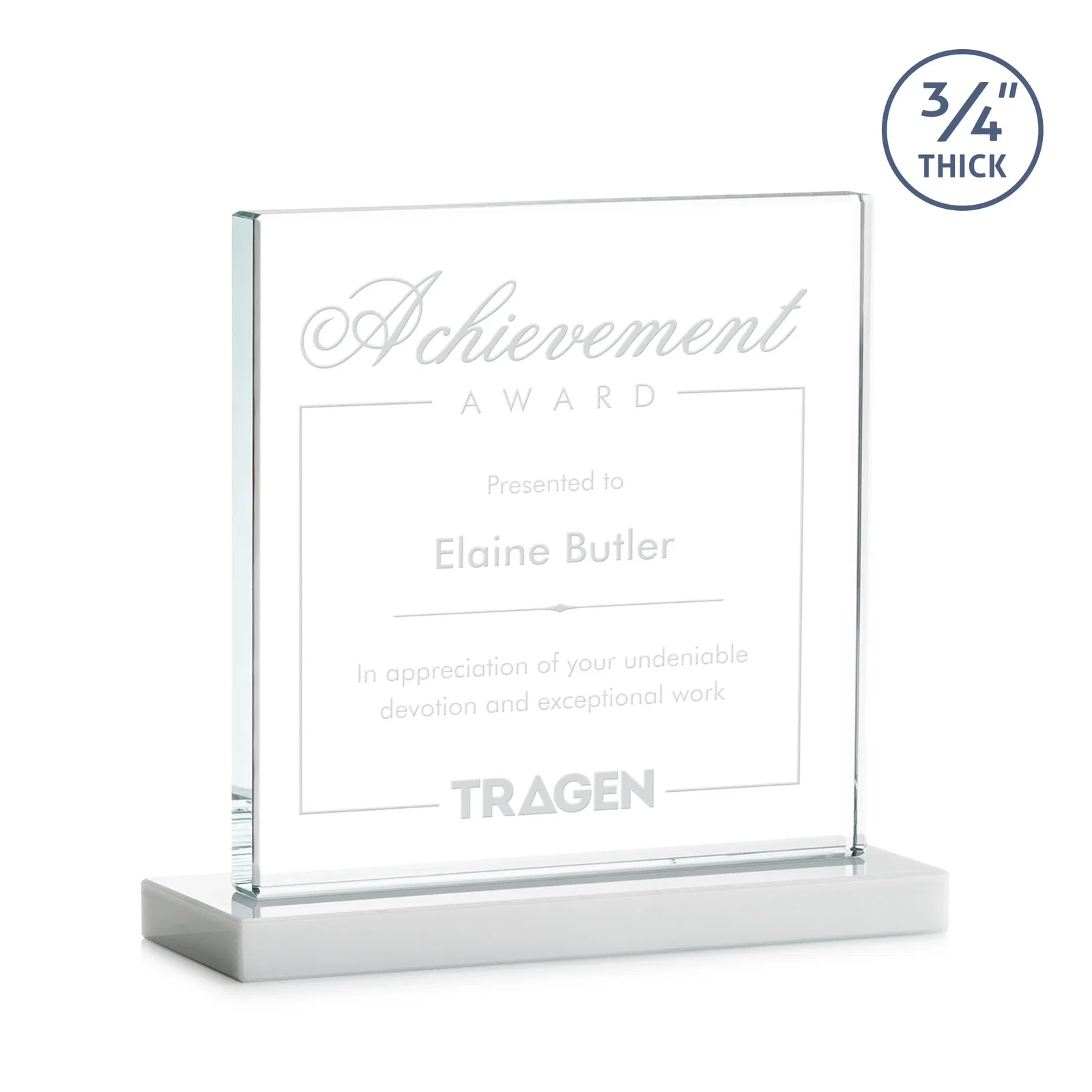 Custom printed Jade Glass Square Award With Continuous Matching Base for sales achievement awards