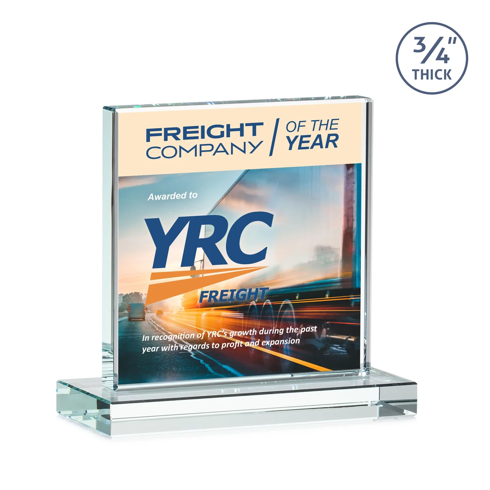 Custom printed Jade Glass Square Award With Continuous Matching Base for safety achievement programs