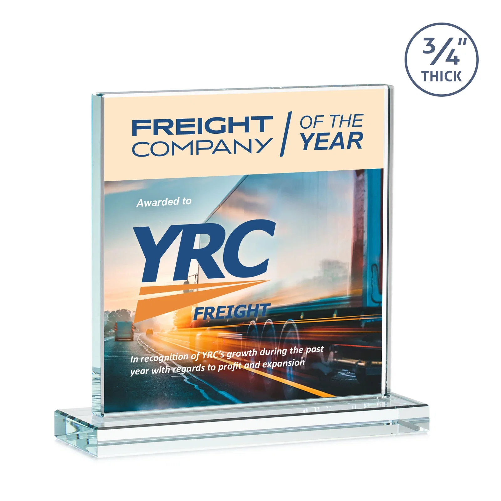 Custom printed Jade Glass Square Award With Continuous Matching Base for dealer and partner awards